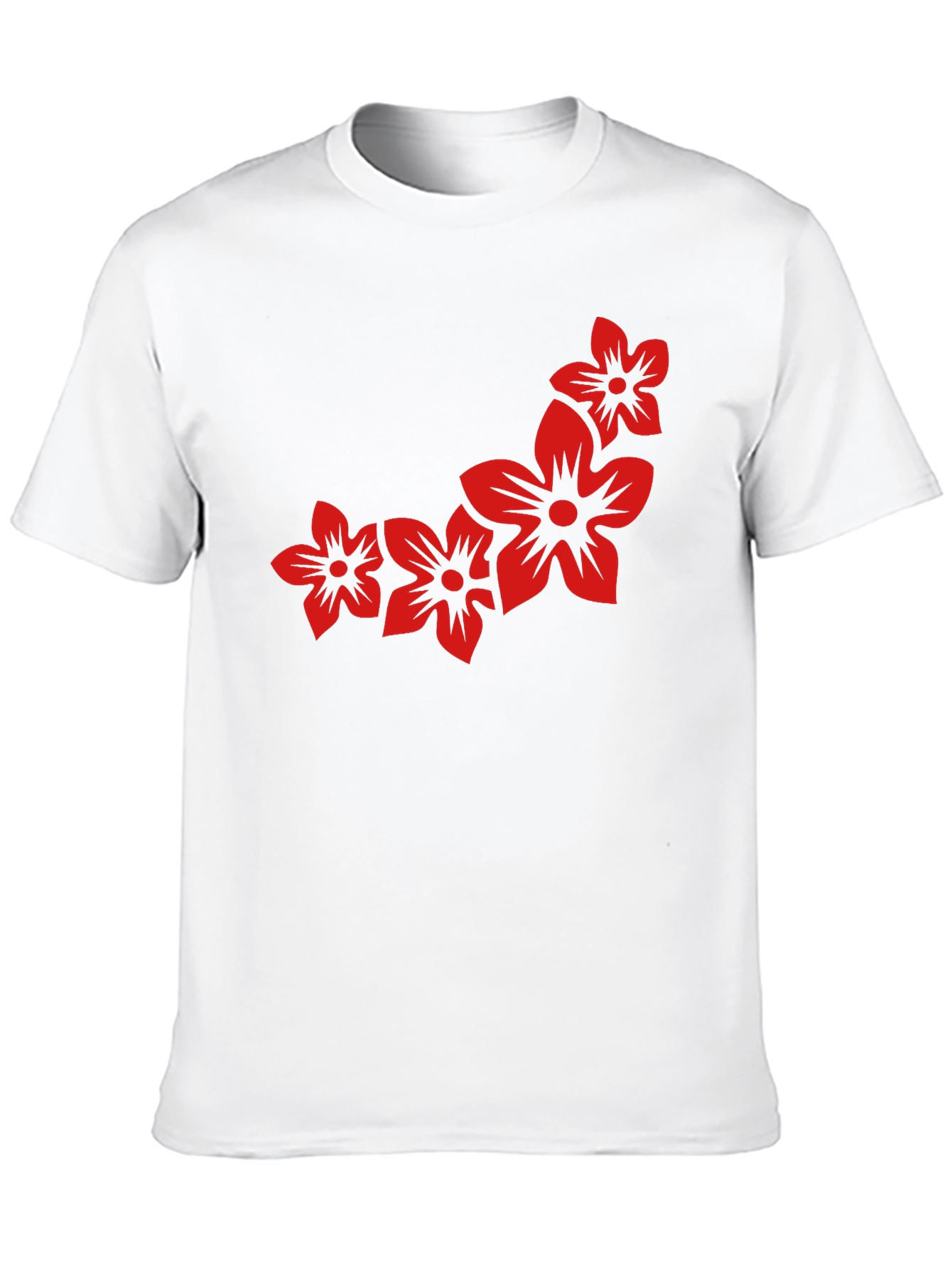 Floral Print Black Casual Tee