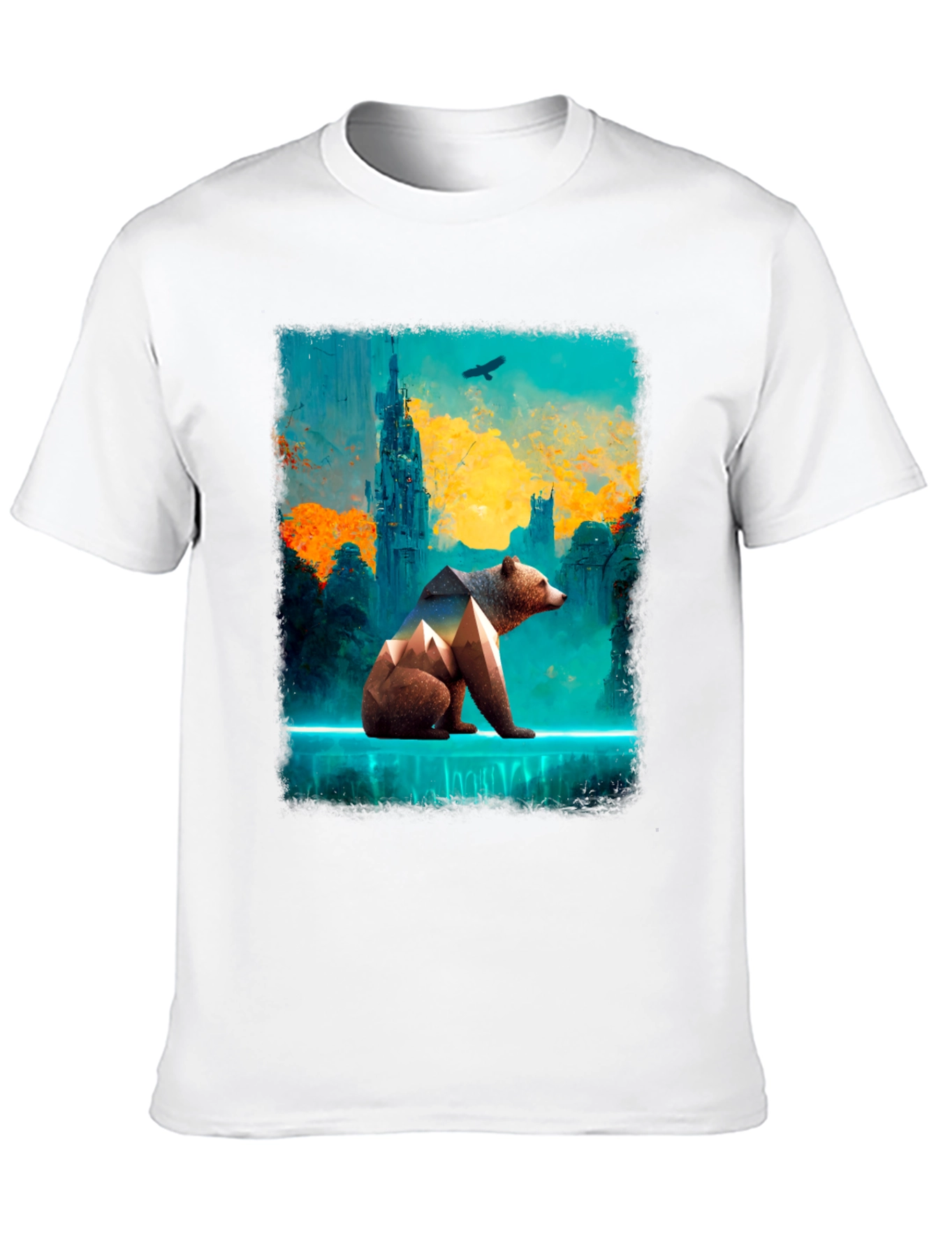 Abstract Bear Graphic Tee - Stylish Mens Black T-Shirt