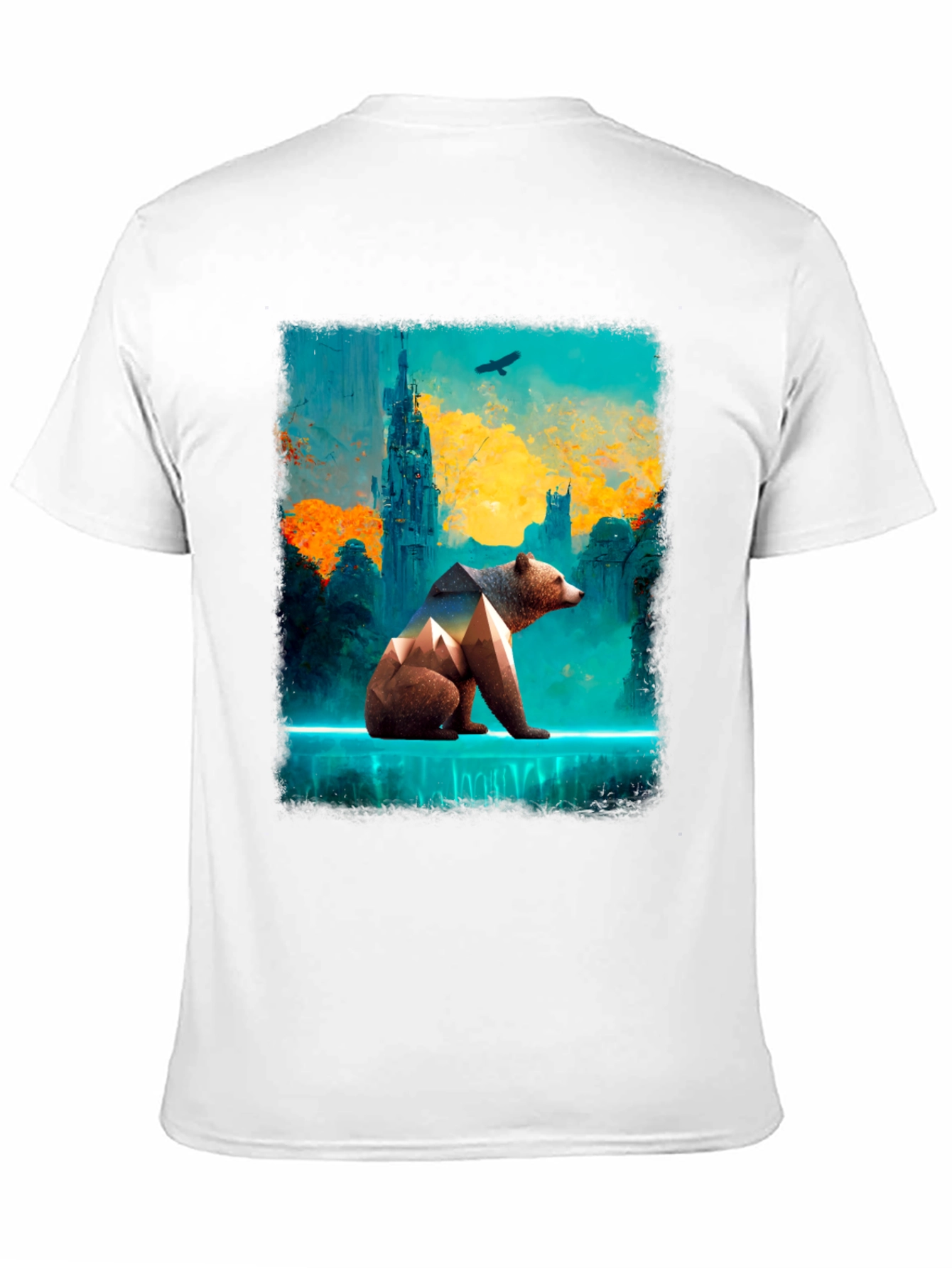 Abstract Bear Graphic Tee - Stylish Mens Black T-Shirt