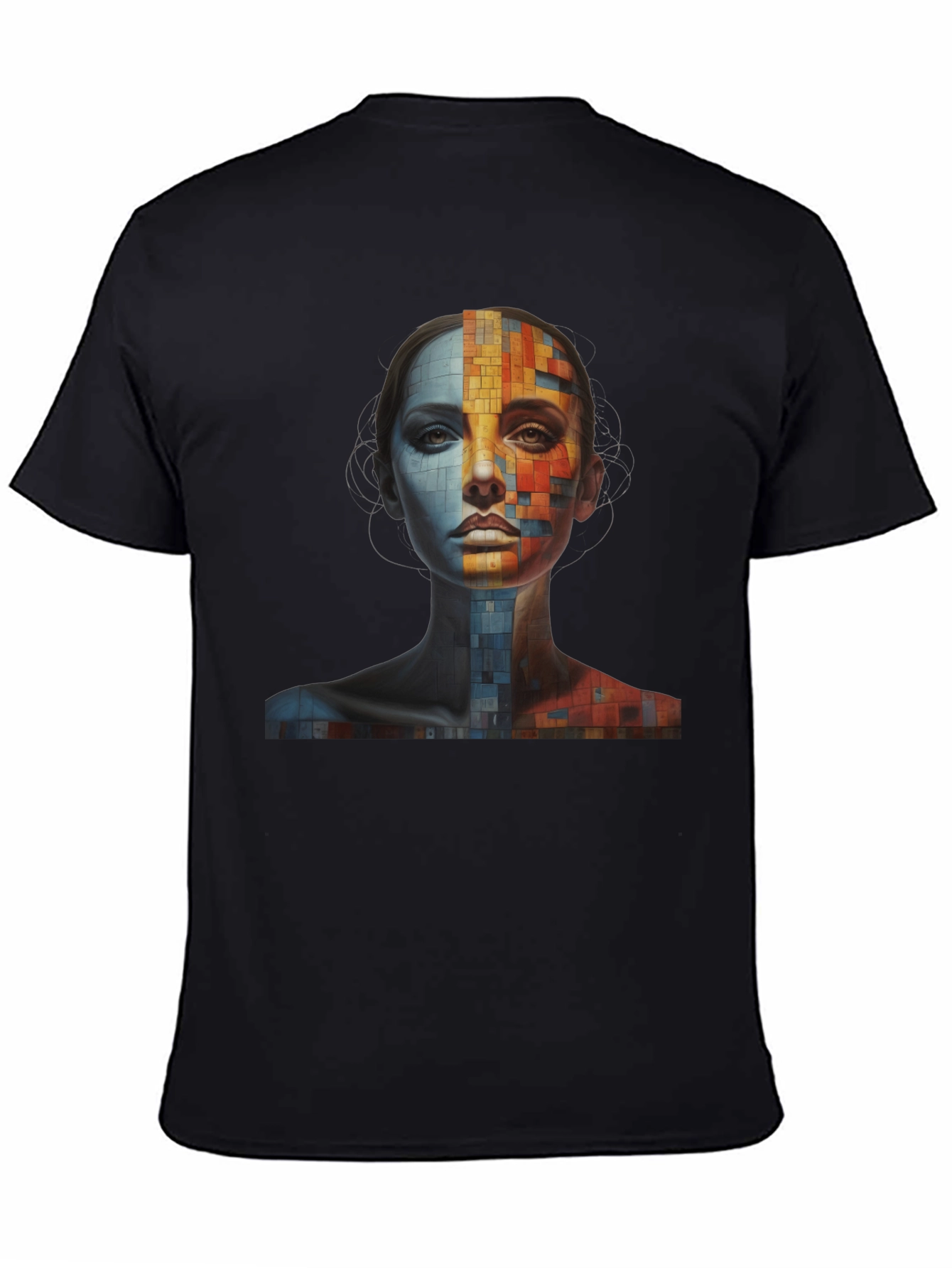 Abstract Mosaic Face Graphic Tee