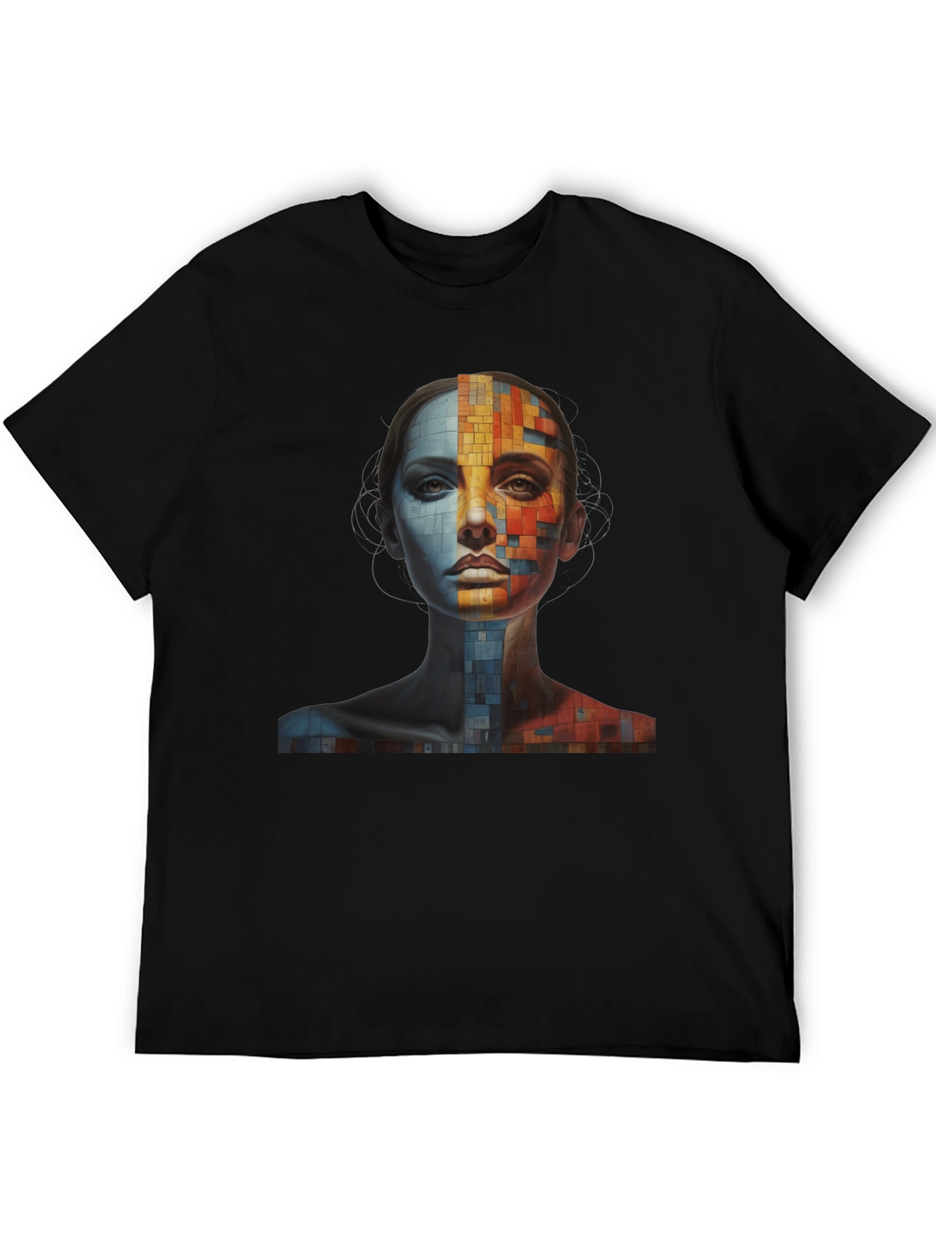 Abstract Mosaic Face Graphic Tee