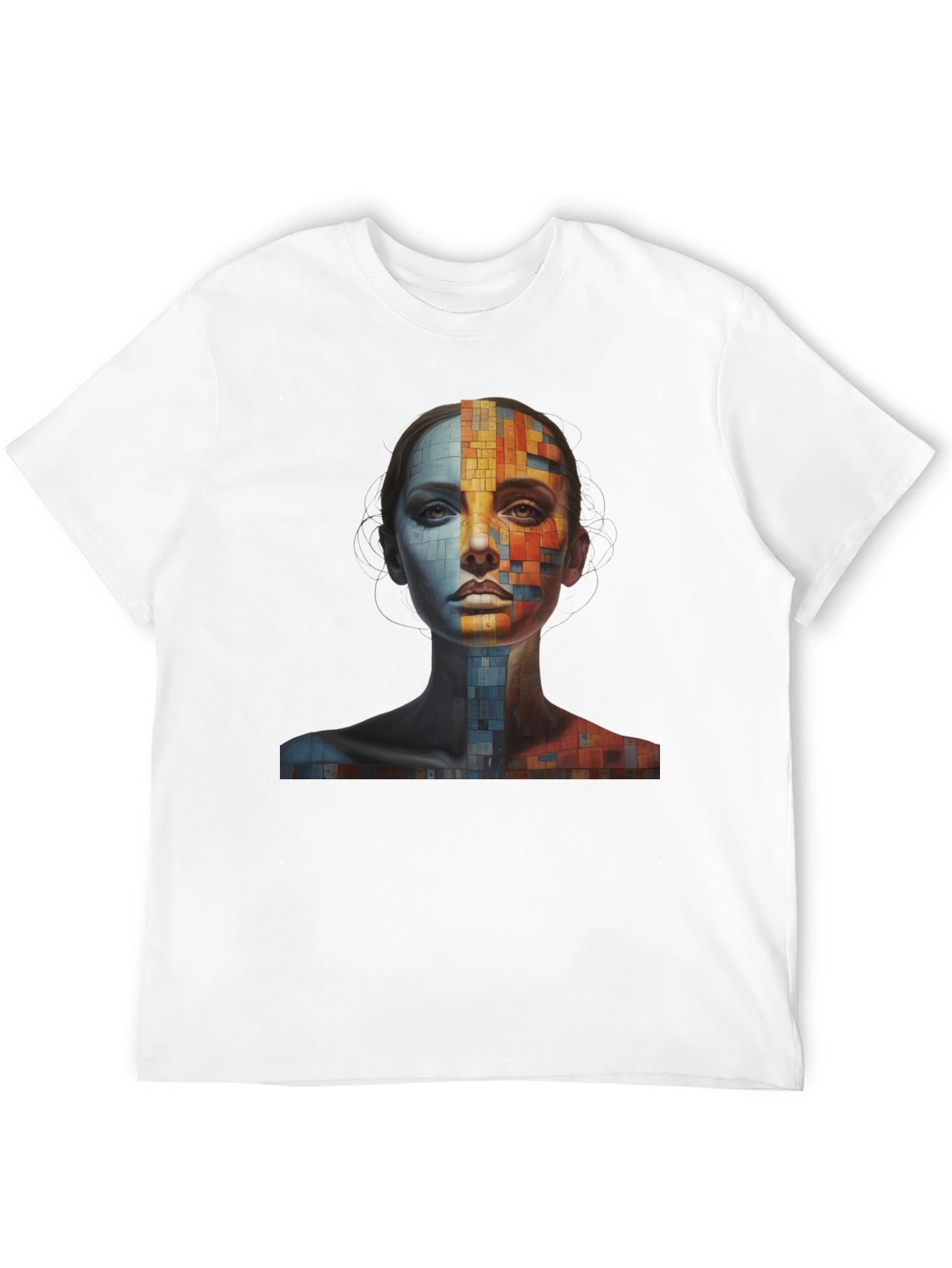 Abstract Mosaic Face Graphic Tee