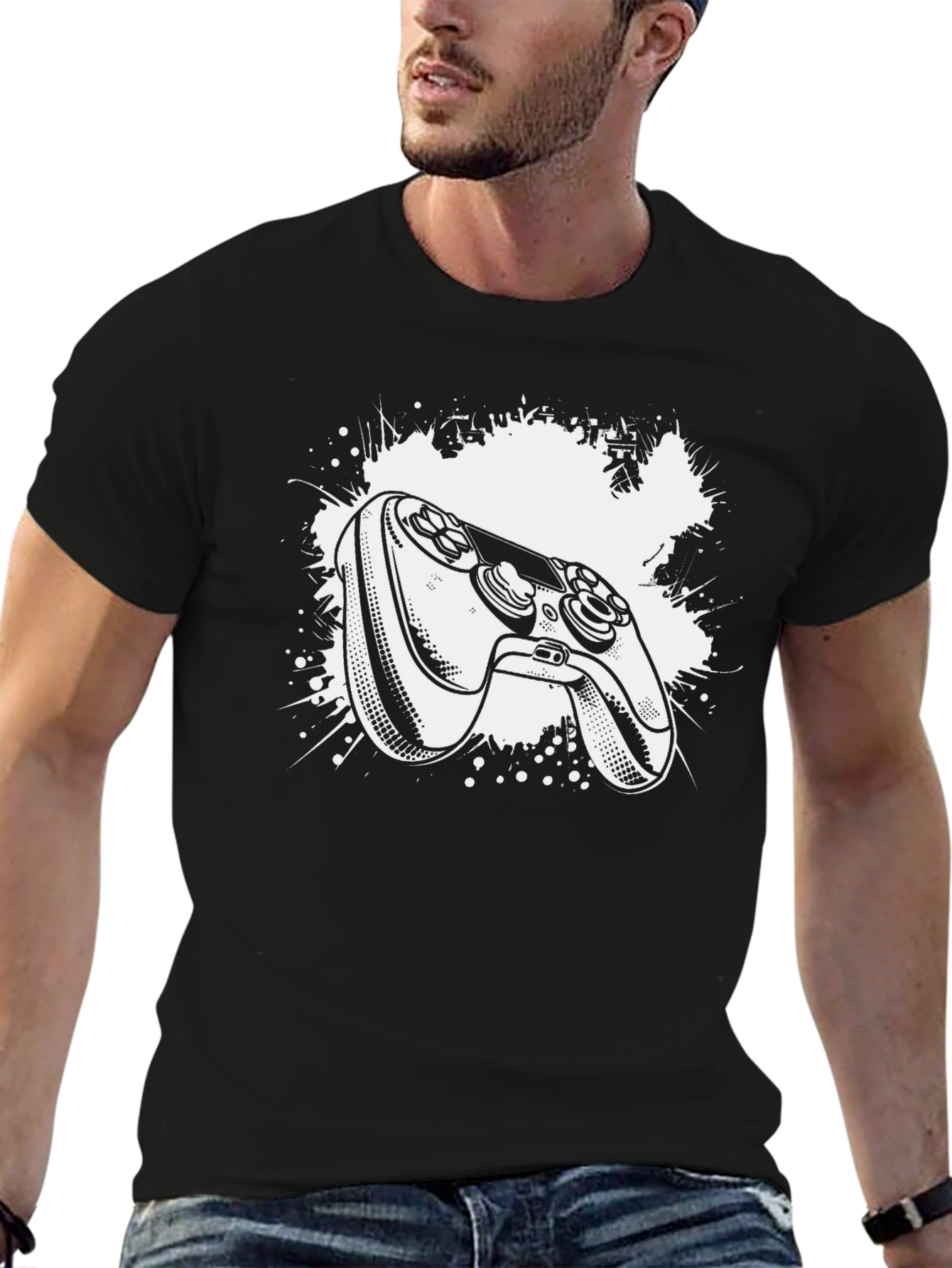Gamer Controller Graphic Tee - Black Cotton T-Shirt