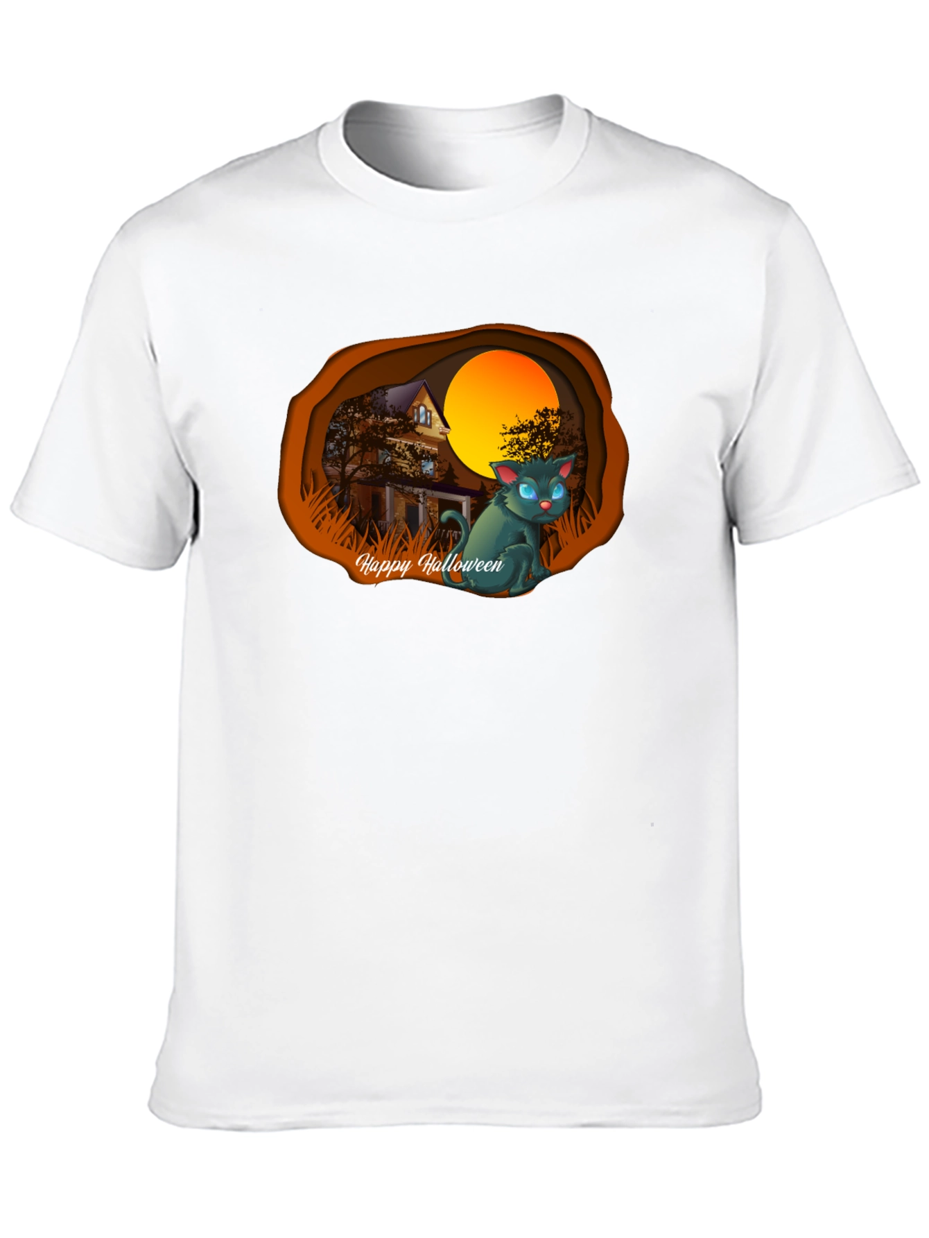 Halloween Cat Graphic T-Shirt