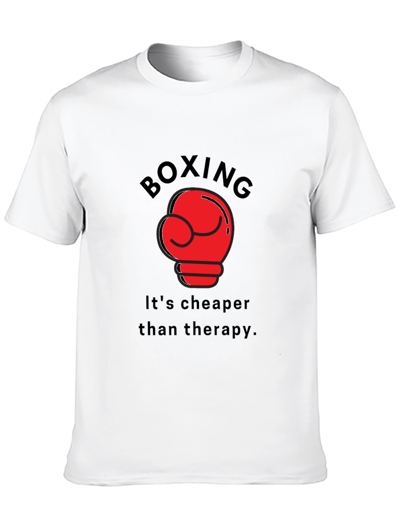 Boxing Cheaper Than Therapy Black T-Shirt
