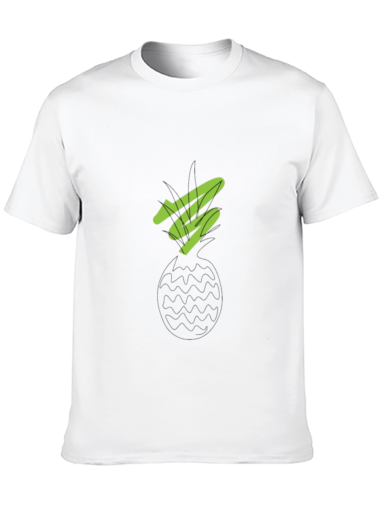 Modern Green Graphic Print Black T-Shirt