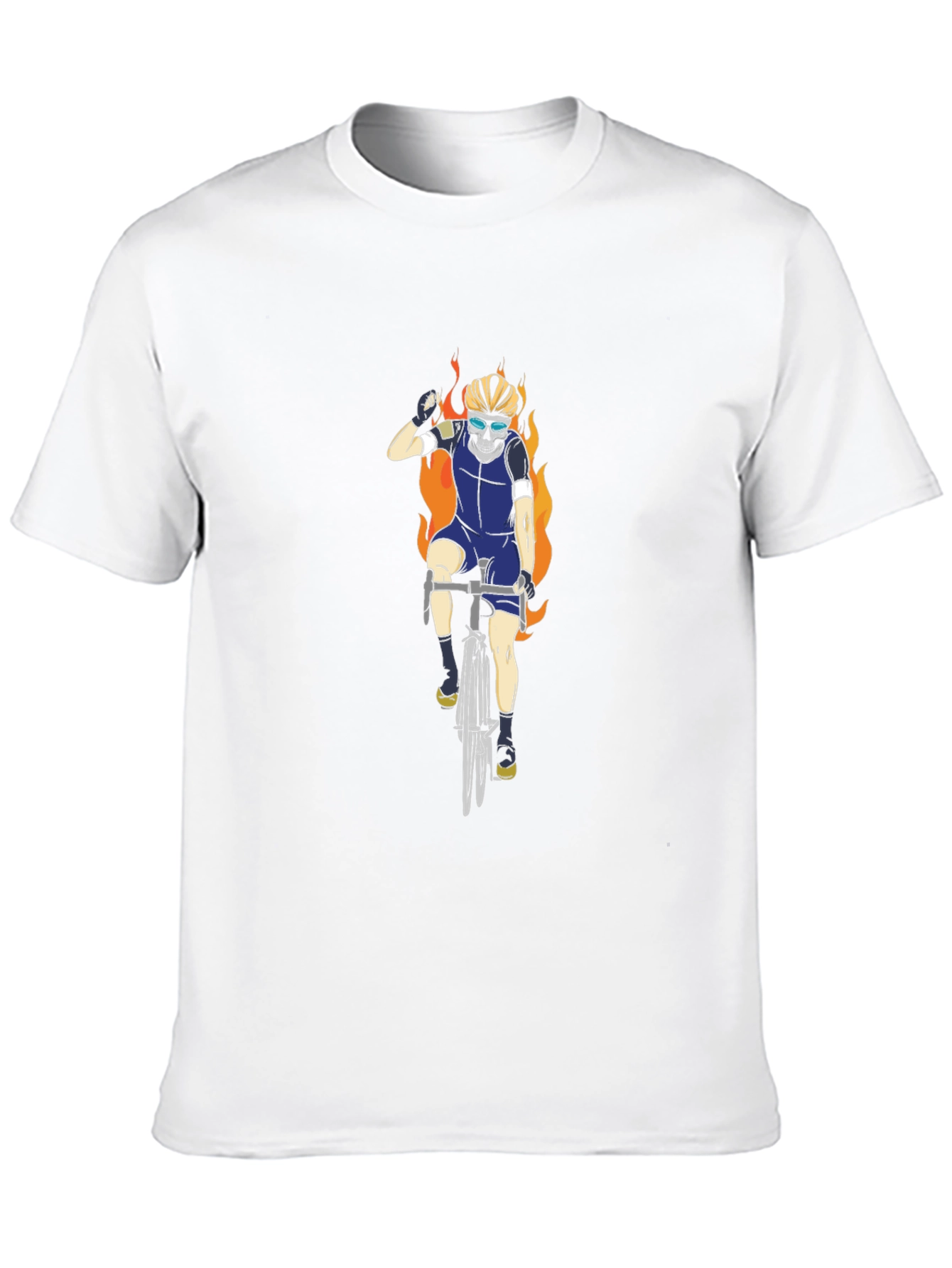 Fiery Biker T-Shirt - Skull Rider Design