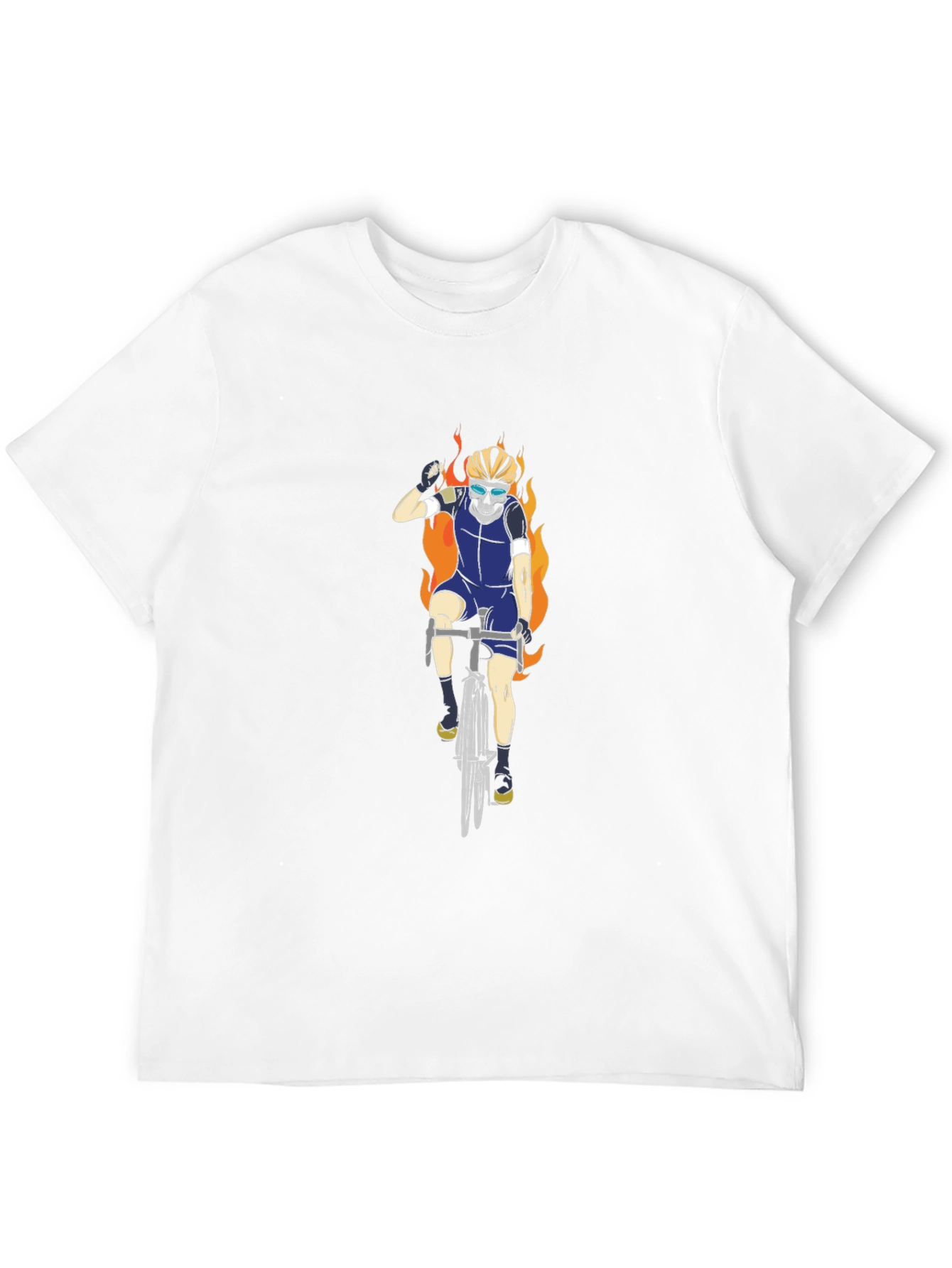 Fiery Biker T-Shirt - Skull Rider Design