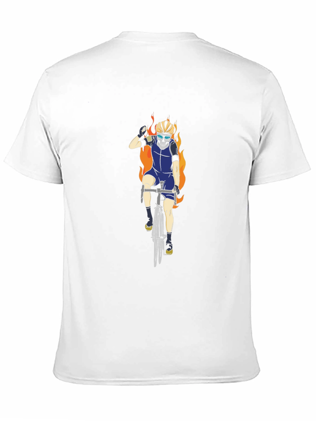 Fiery Biker T-Shirt - Skull Rider Design