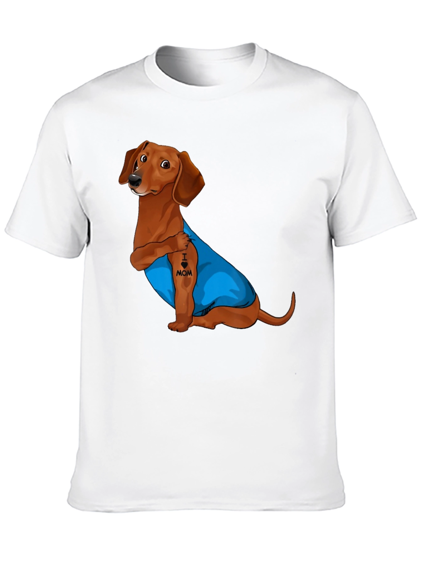 Dachshund I Heart Mom Tattoo Graphic T-Shirt