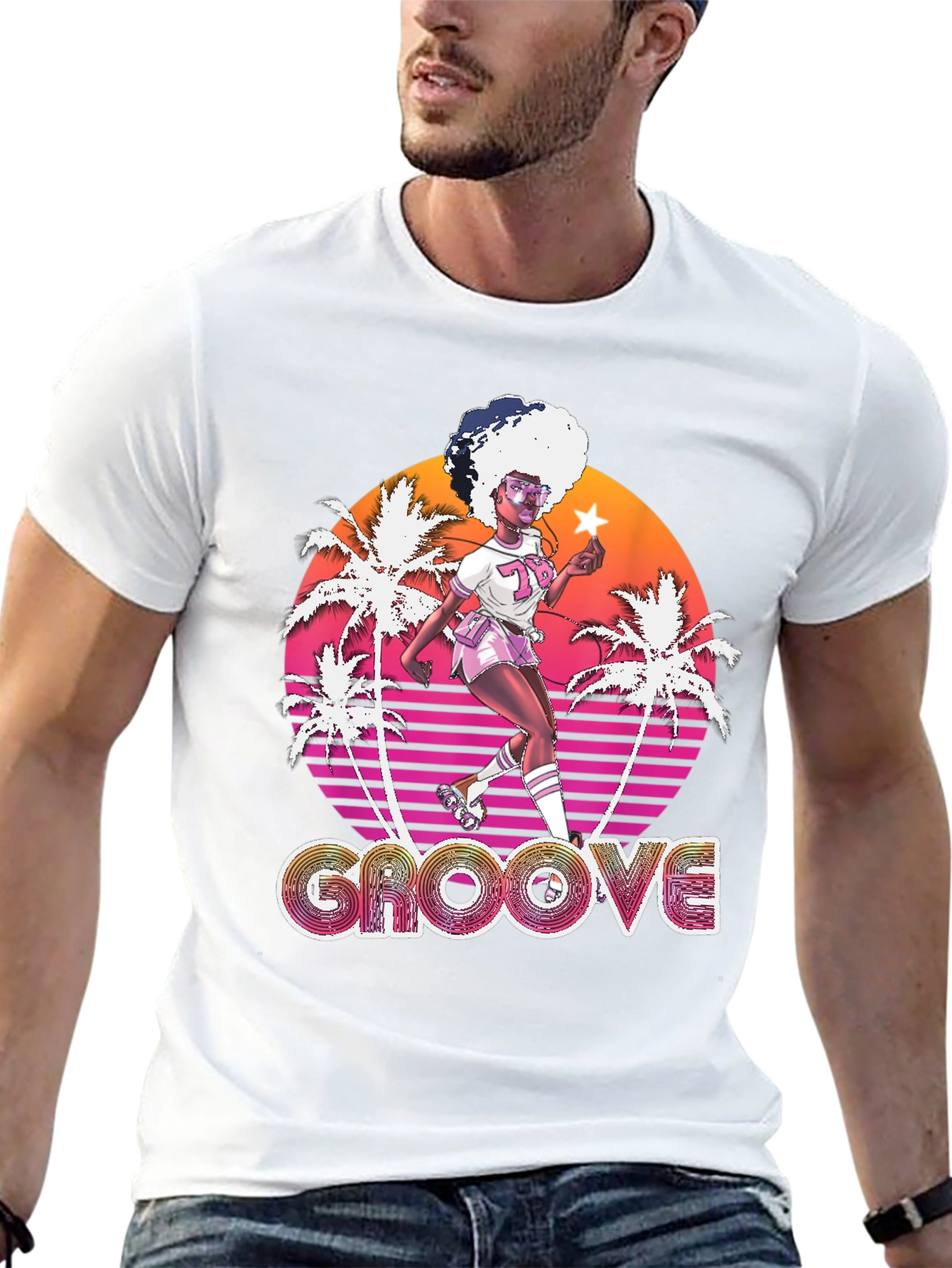 Retro Groove T-Shirt - 70s Roller Skate Design
