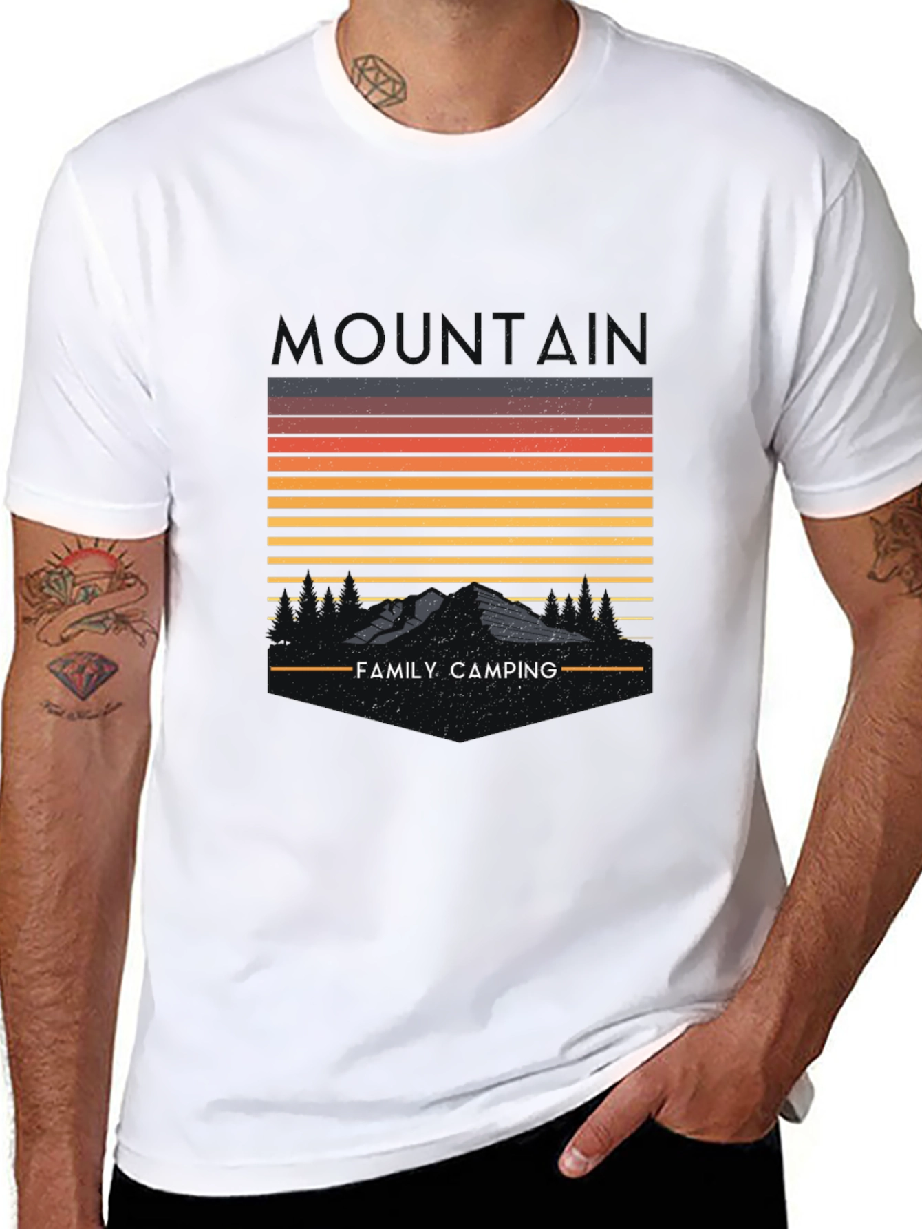Family Camping Mountain Graphic T-Shirt