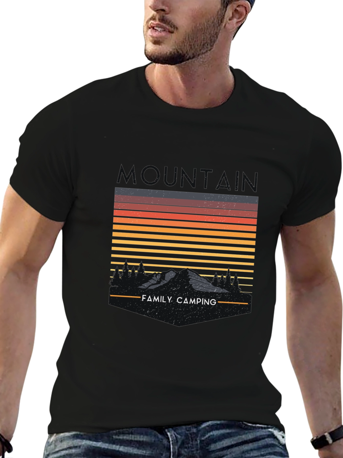 Family Camping Mountain Graphic T-Shirt