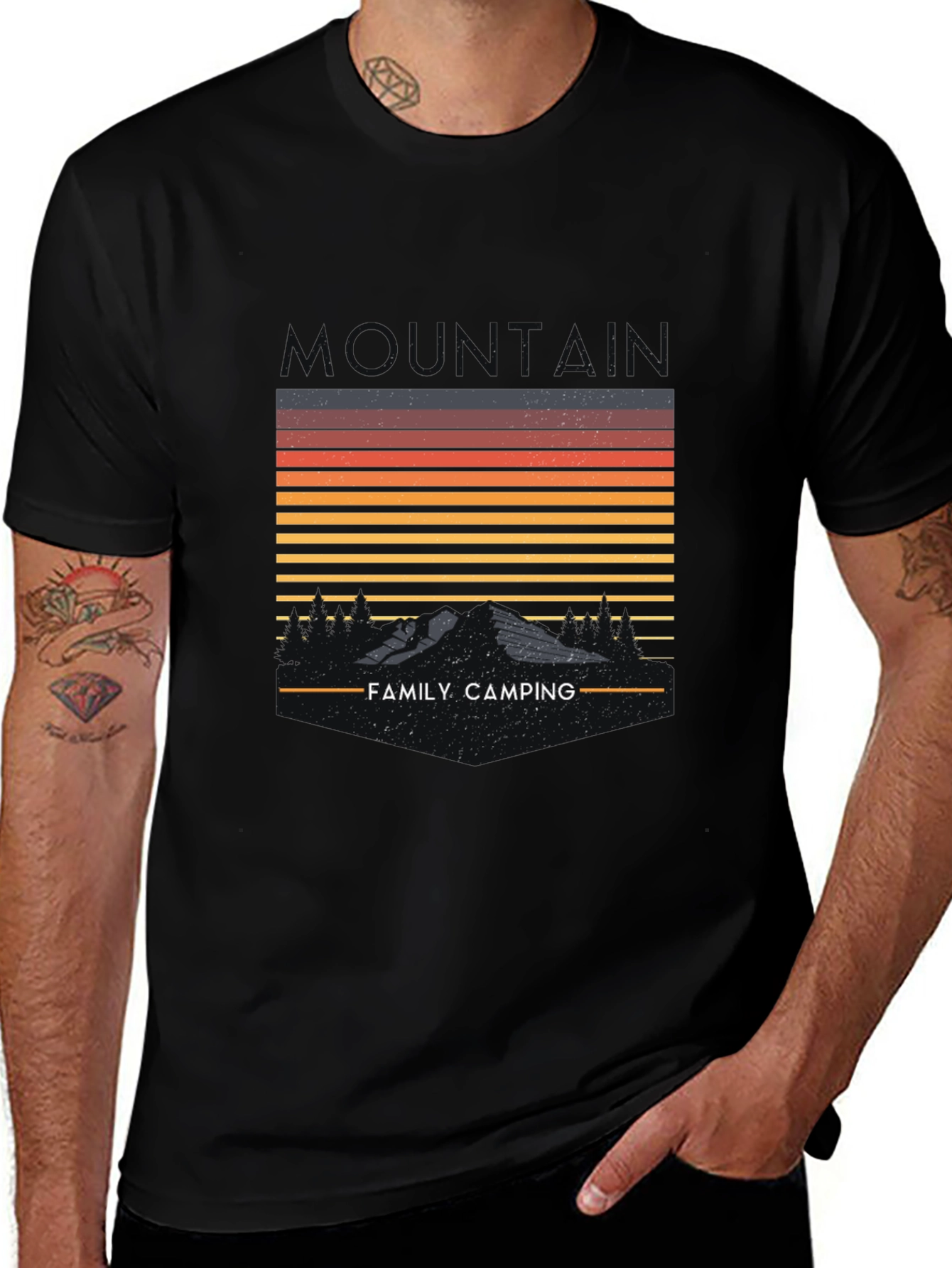 Family Camping Mountain Graphic T-Shirt