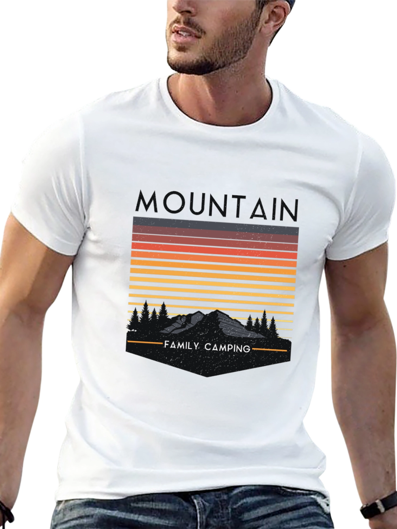 Family Camping Mountain Graphic T-Shirt