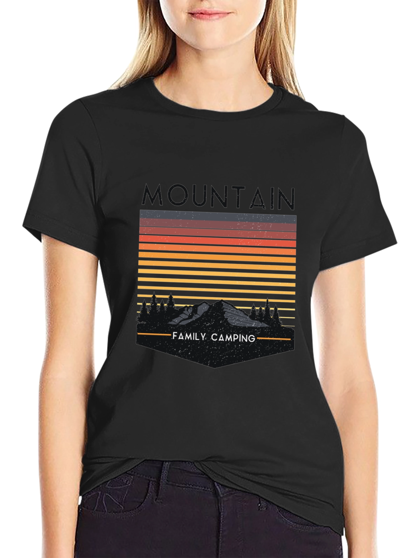 Family Camping Mountain Graphic T-Shirt