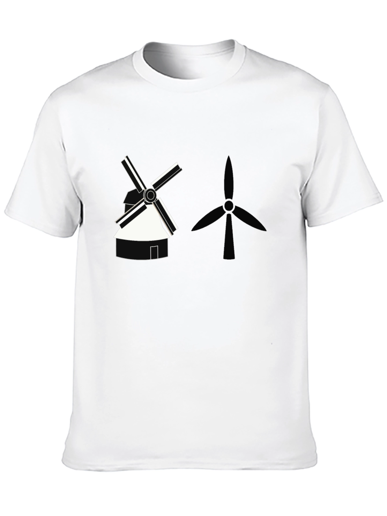 Modern Windmill Graphic Tee - Black Cotton T-Shirt