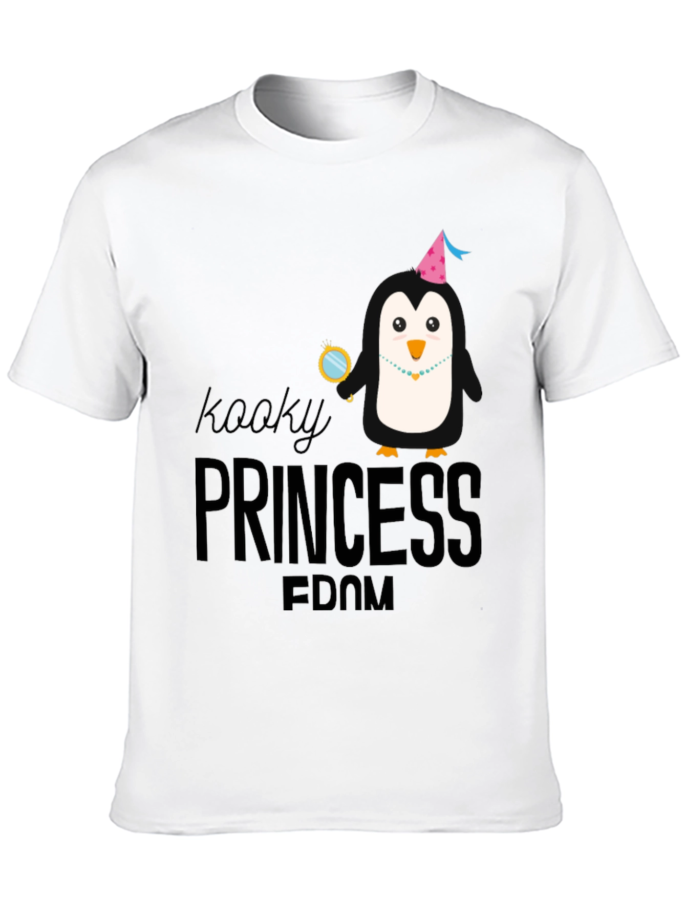 Kooky Princess Penguin Graphic Tee - Black Cotton T-Shirt
