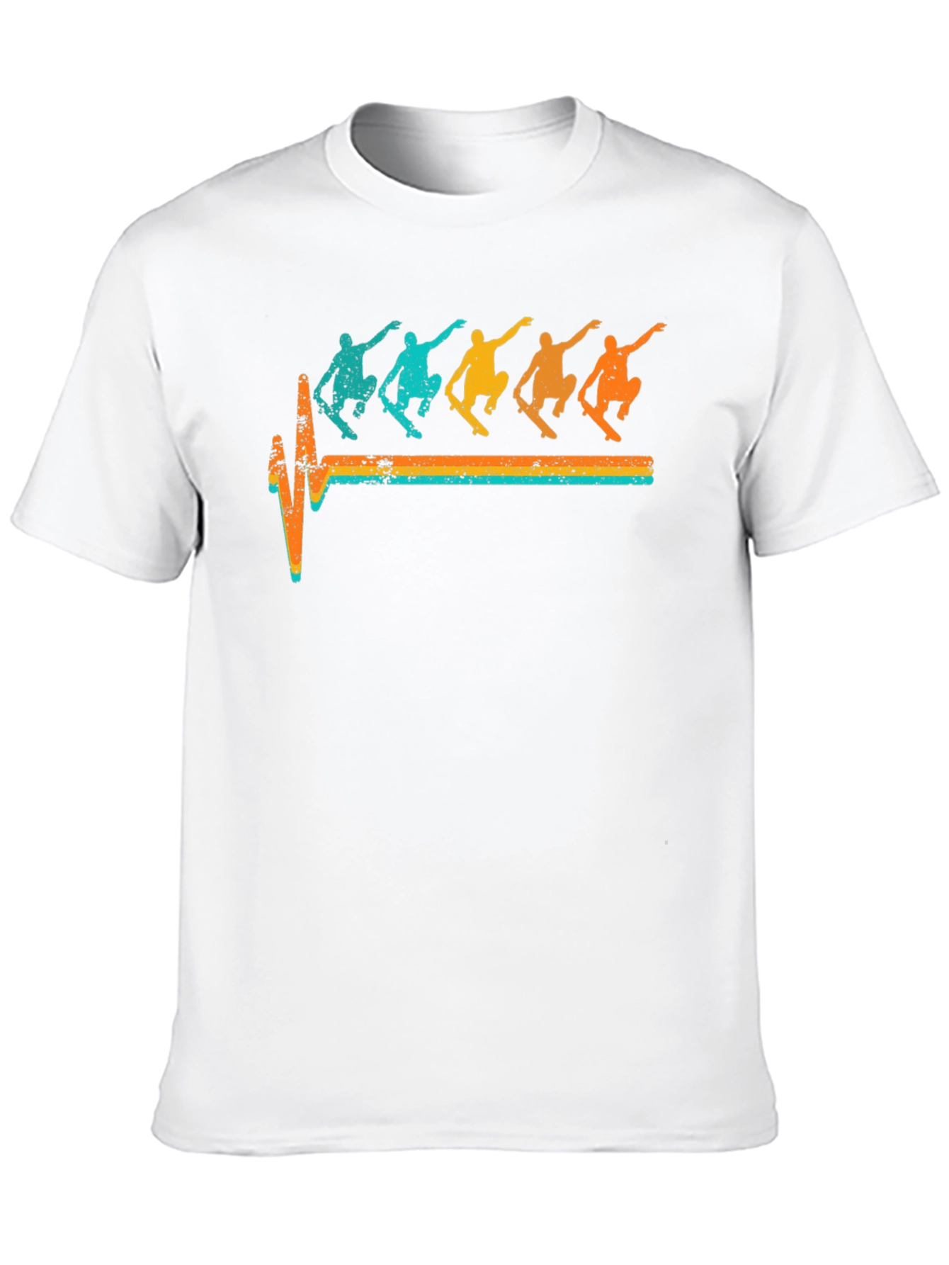 Skateboarding Heartbeat T-Shirt Retro Skater Tee
