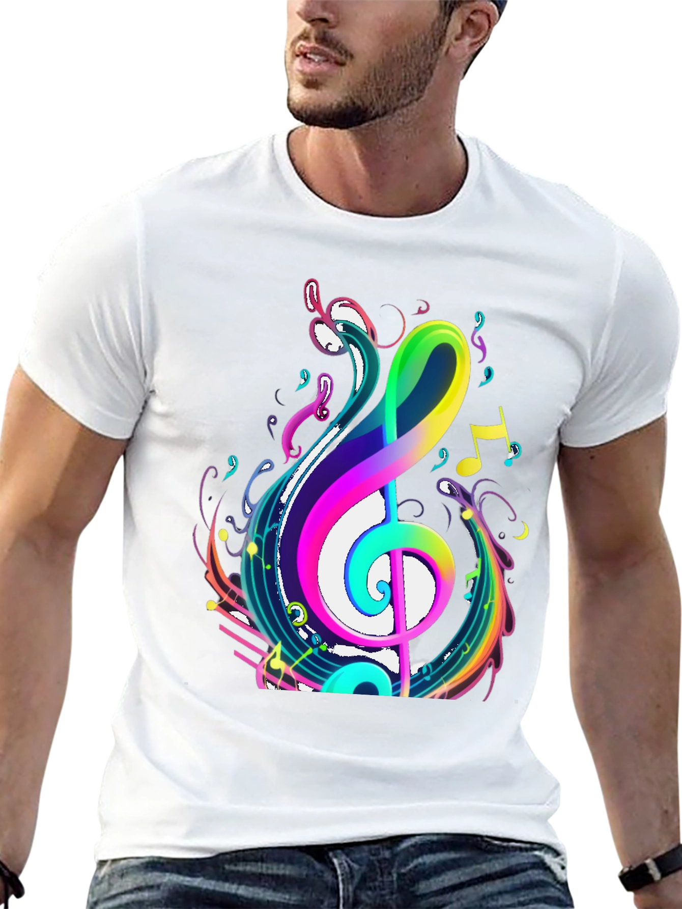 Vibrant Musical Note Graphic T-Shirt