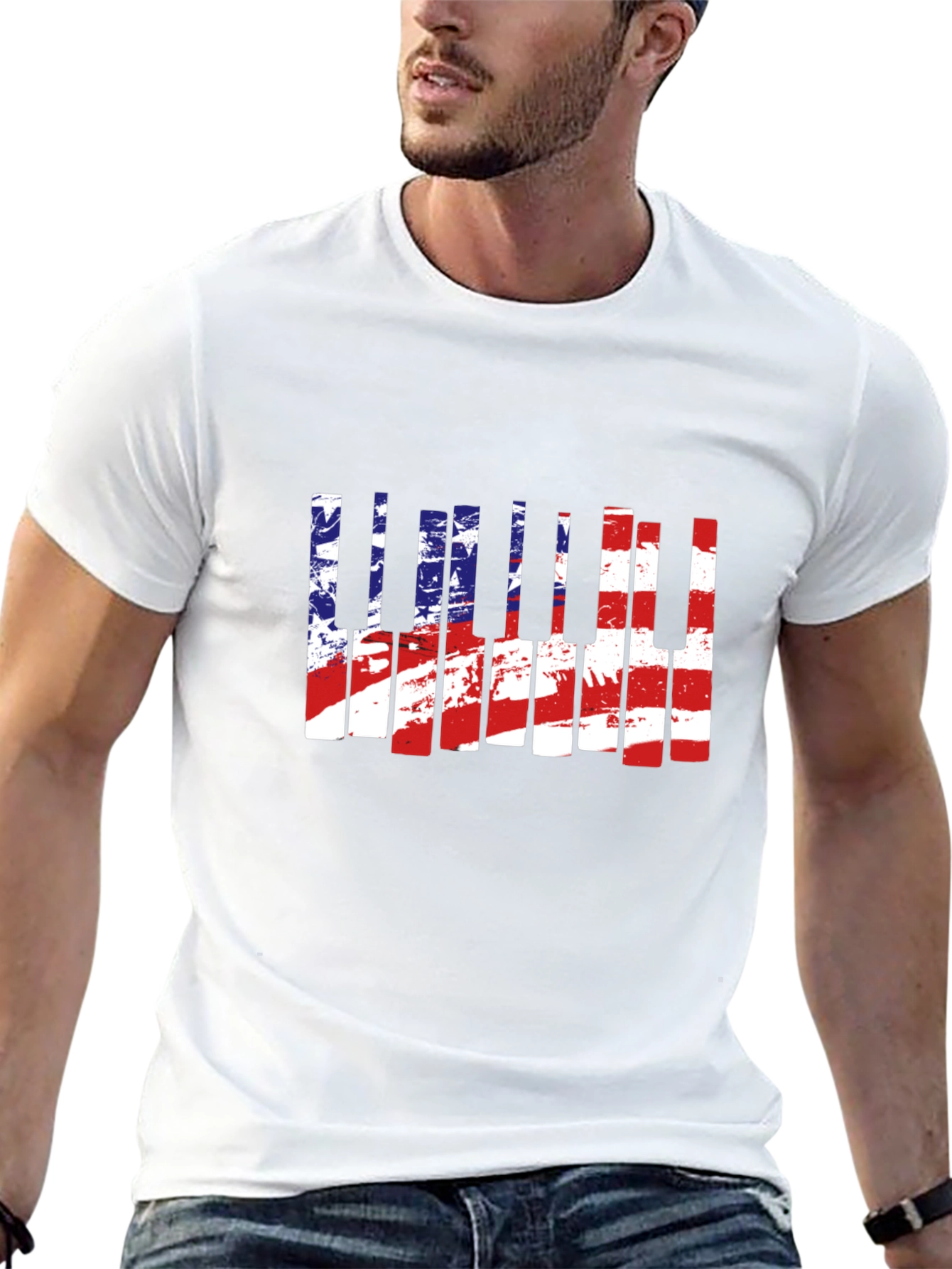 American Flag Piano T-Shirt