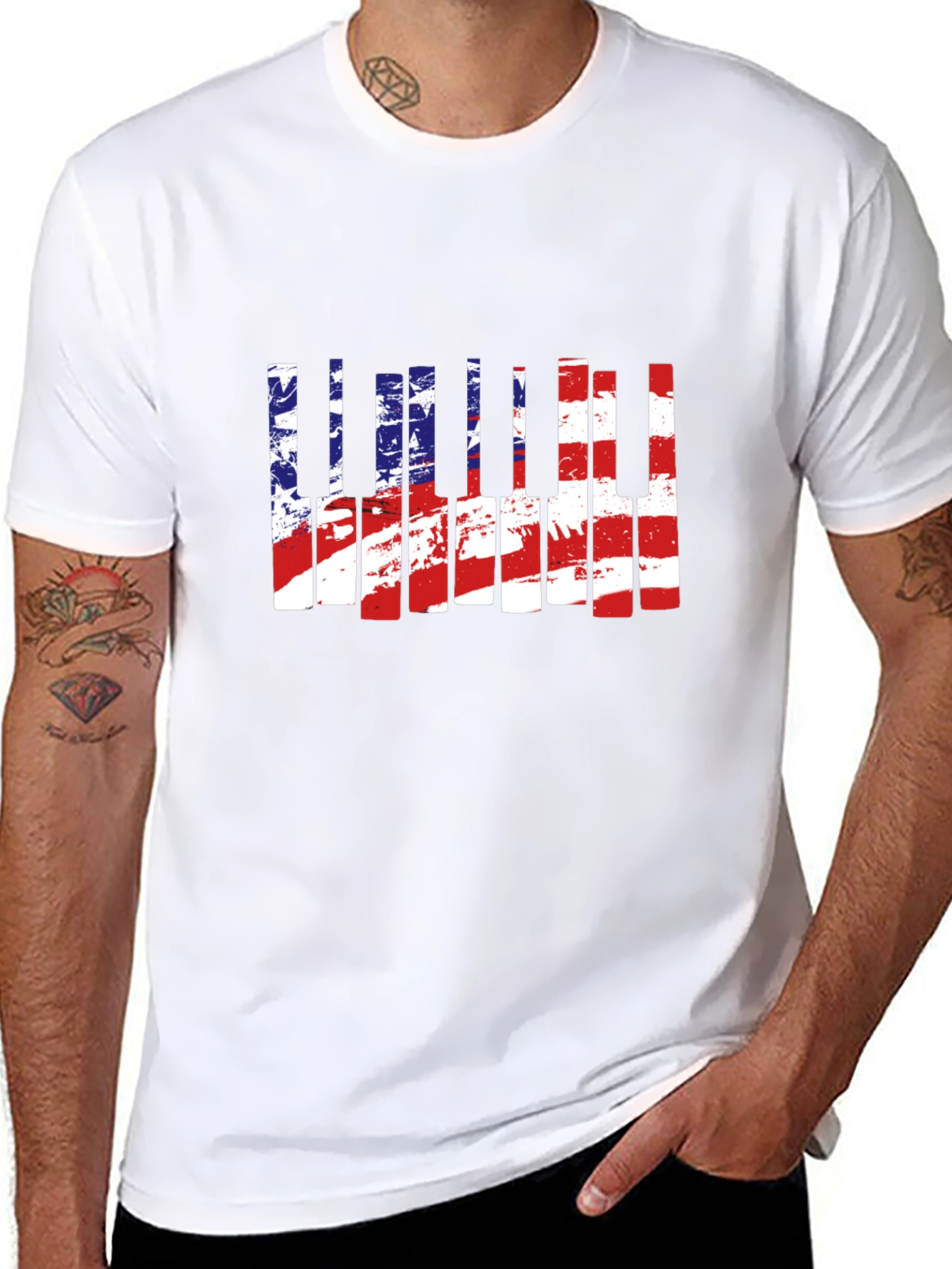 American Flag Piano T-Shirt