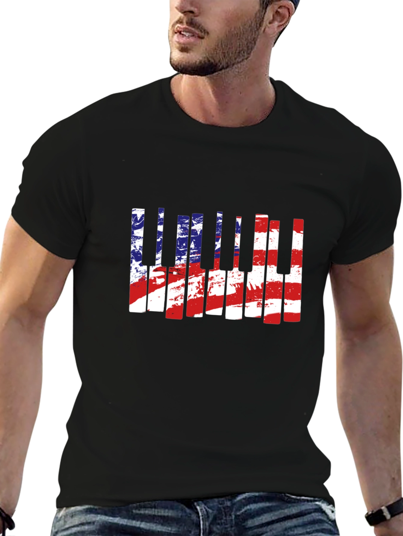 American Flag Piano T-Shirt