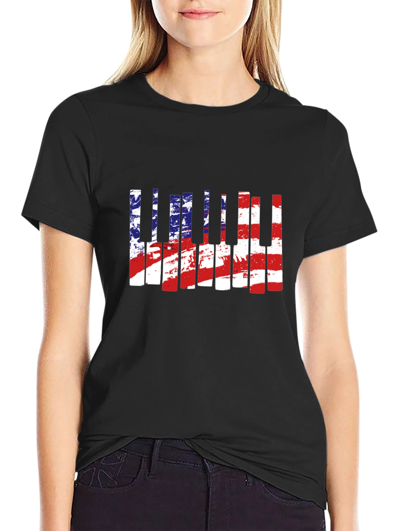 American Flag Piano T-Shirt