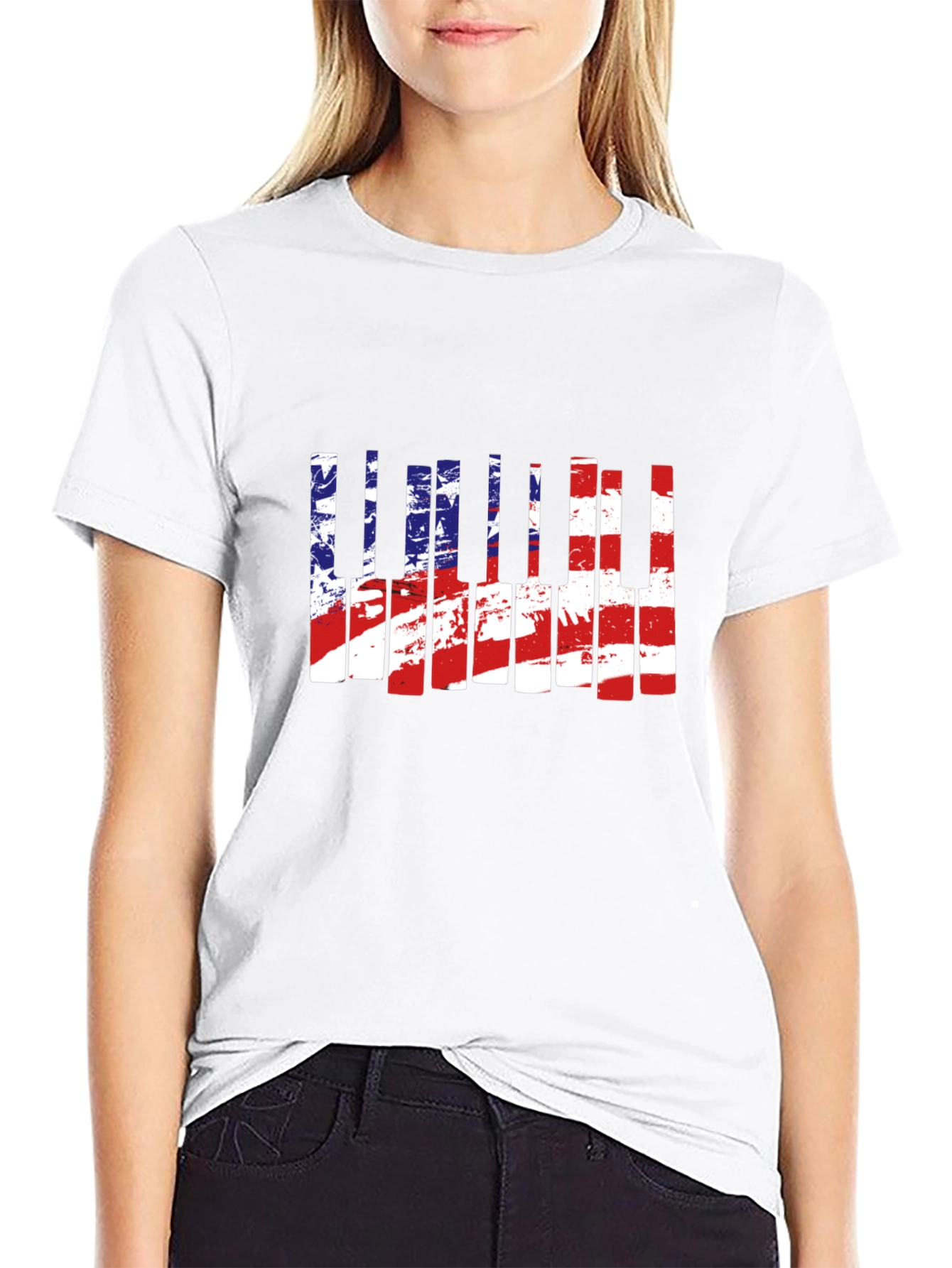 American Flag Piano T-Shirt