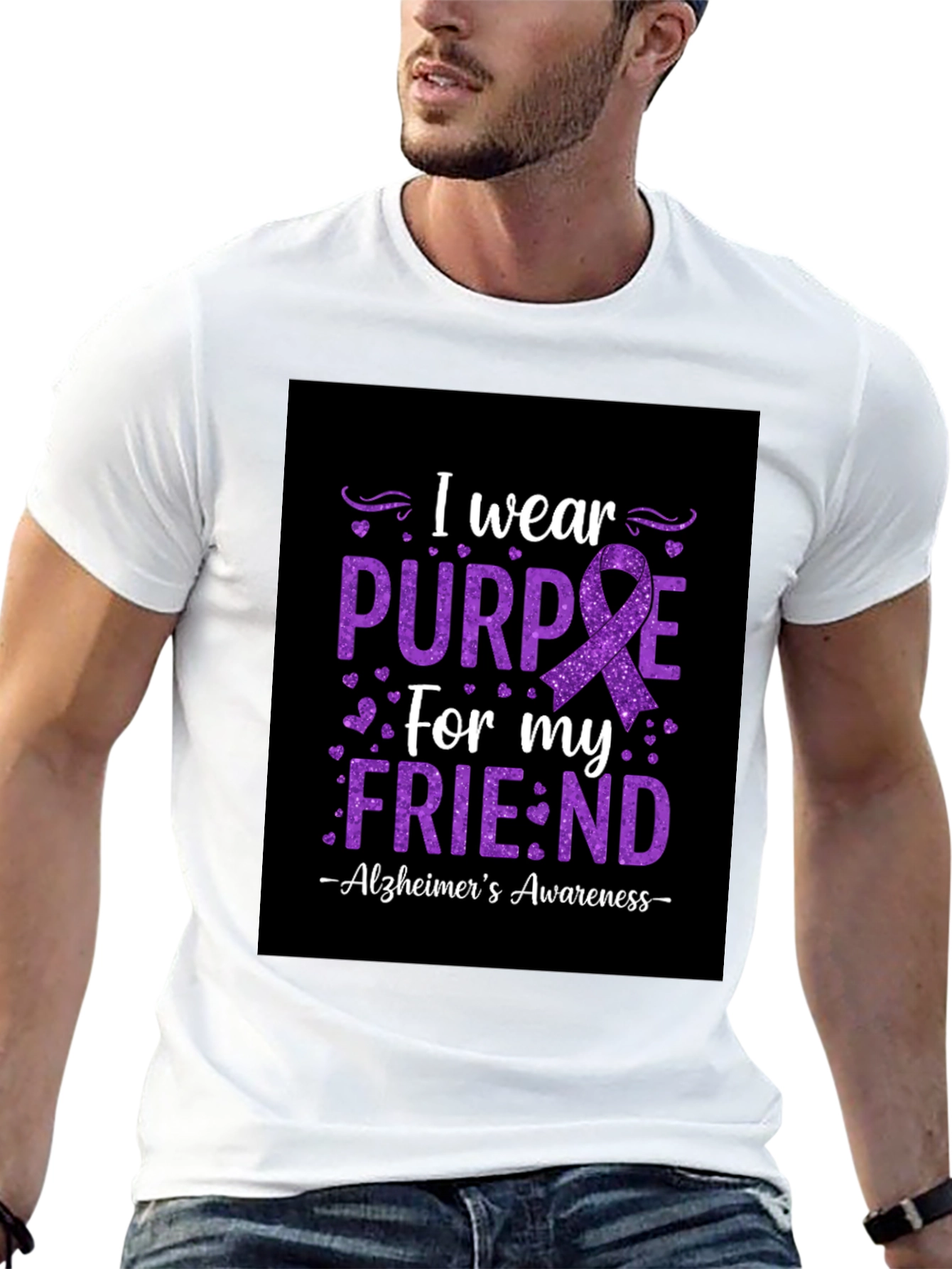 Alzheimers Awareness Purple Ribbon Graphic Tee