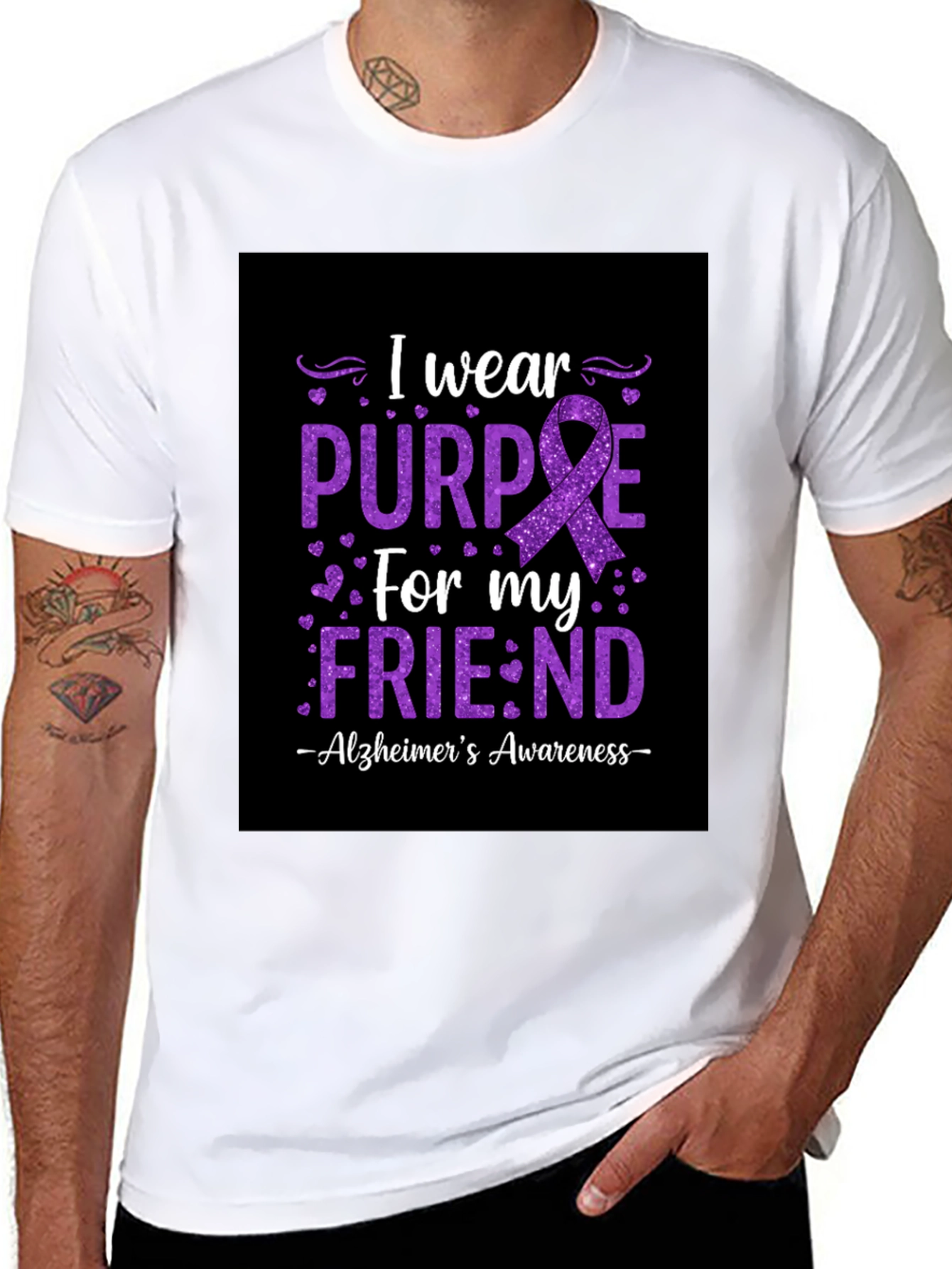Alzheimers Awareness Purple Ribbon Graphic Tee