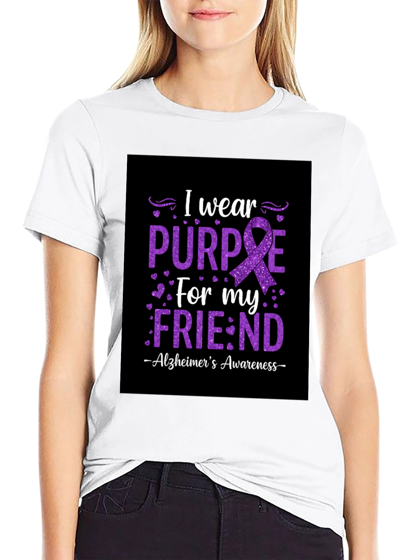 Alzheimers Awareness Purple Ribbon Graphic Tee