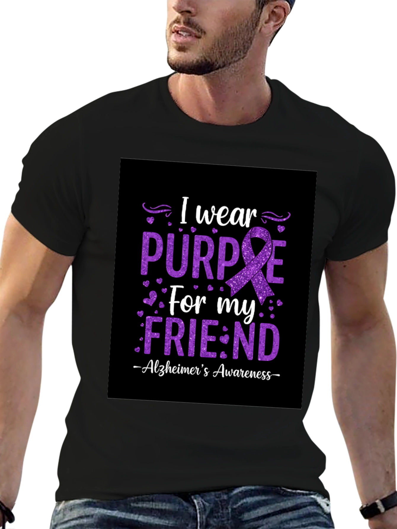 Alzheimers Awareness Purple Ribbon Graphic Tee