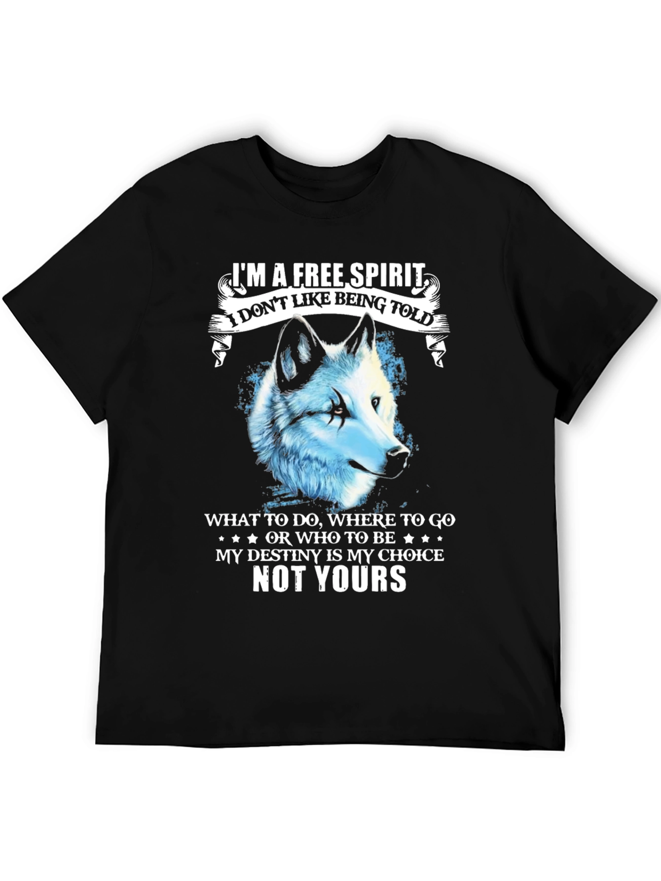 Free Spirit Wolf Graphic T-Shirt - Black