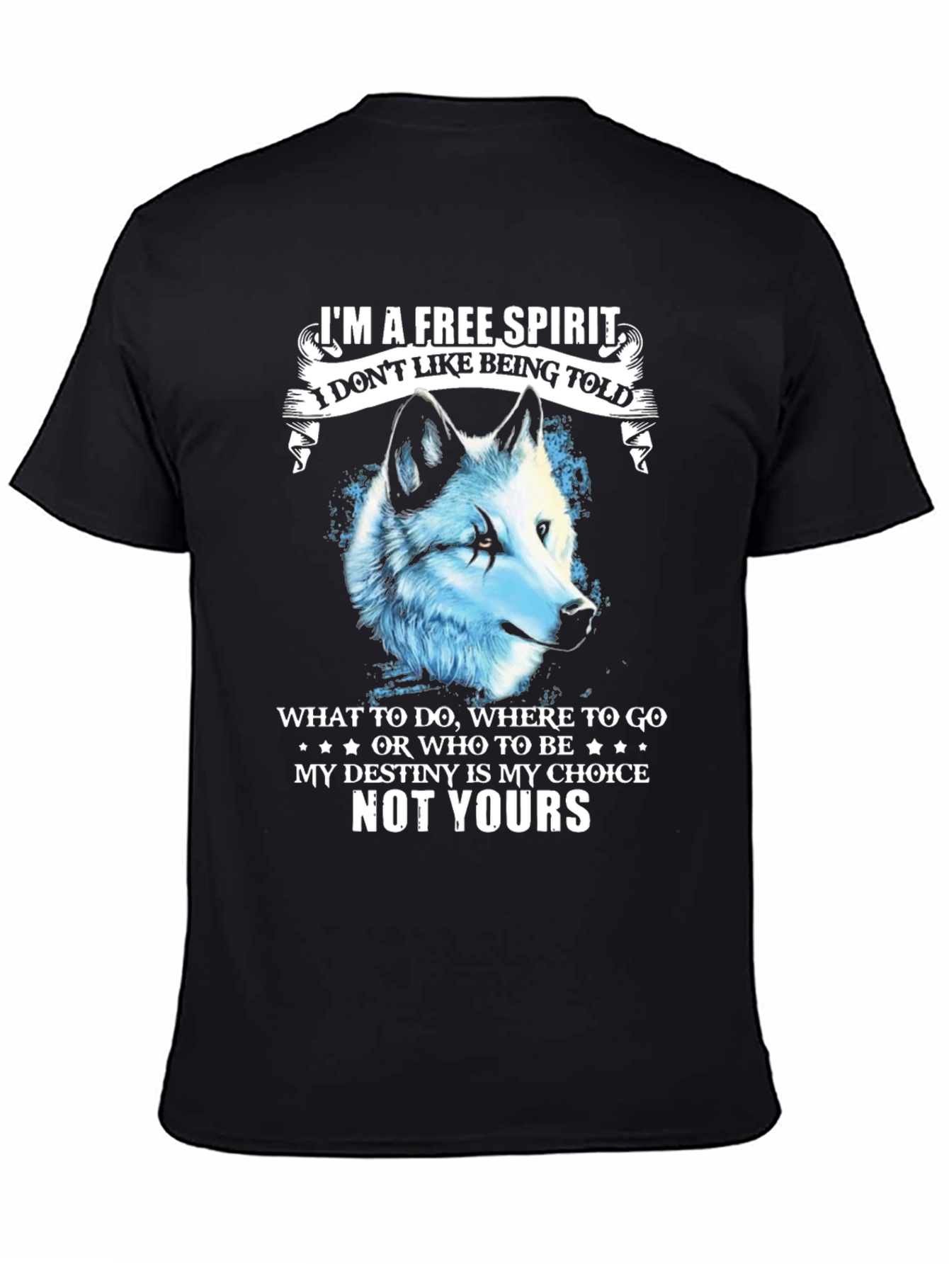 Free Spirit Wolf Graphic T-Shirt - Black