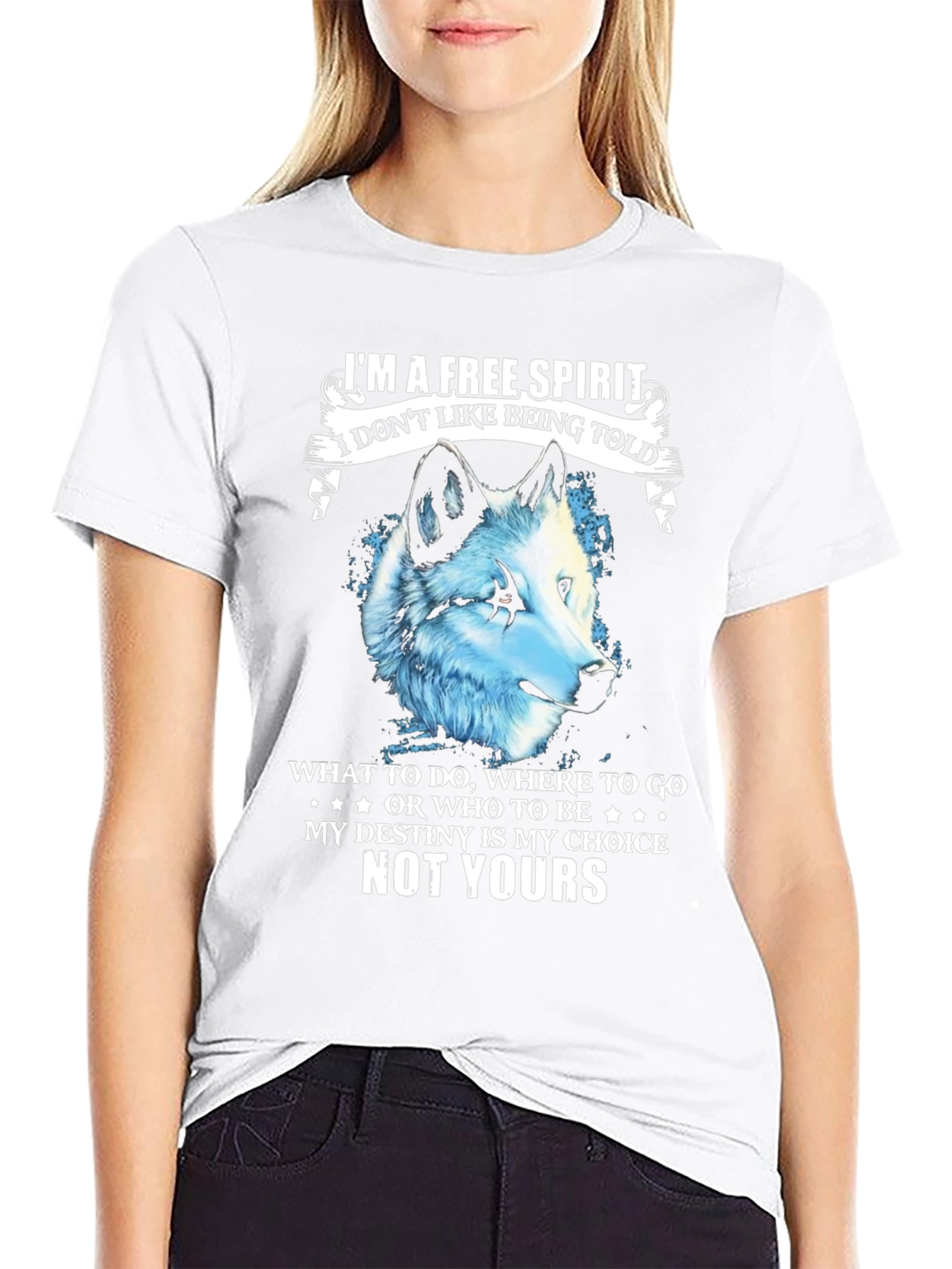 Free Spirit Wolf Graphic T-Shirt - Black