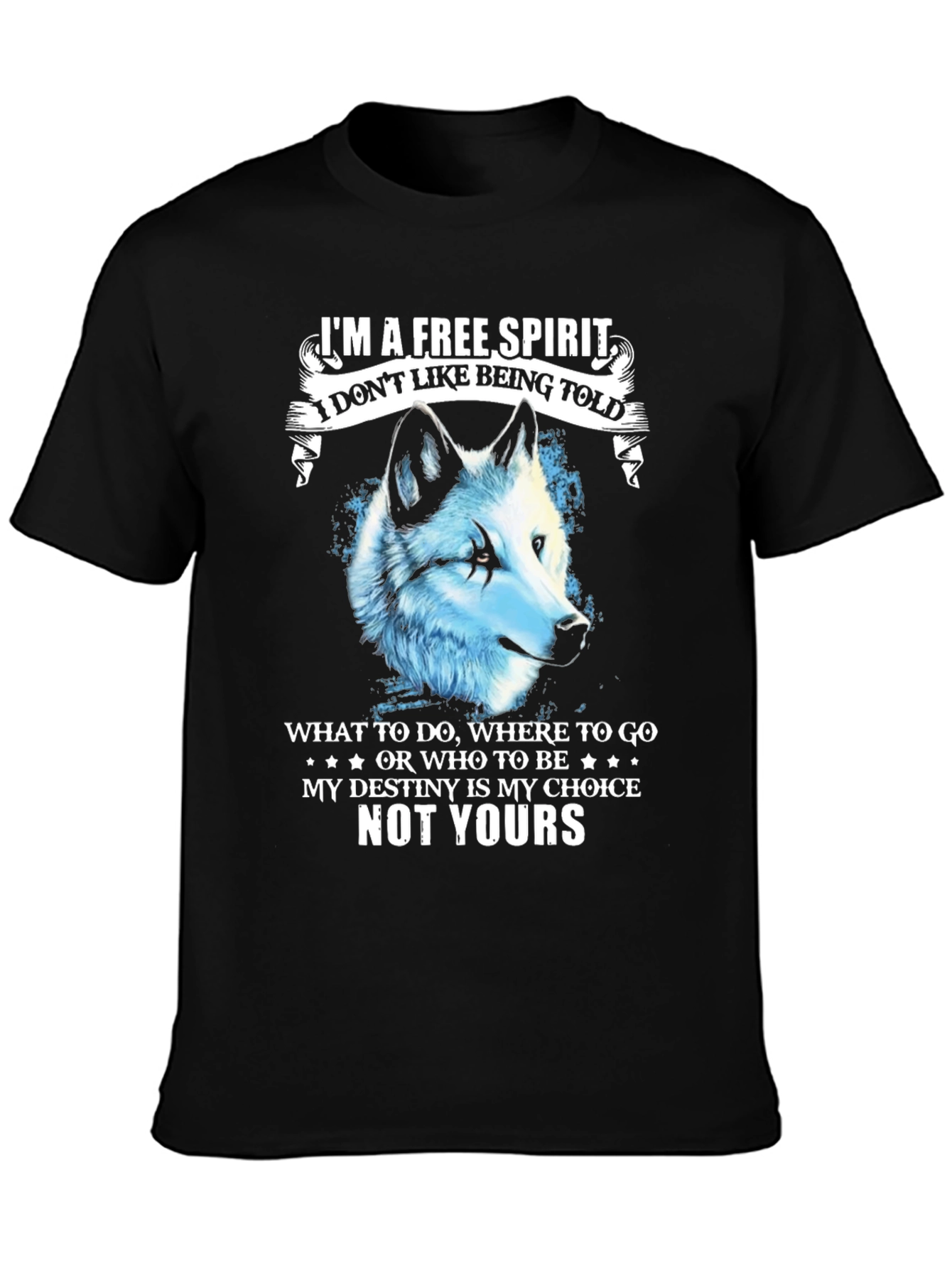 Free Spirit Wolf Graphic T-Shirt - Black