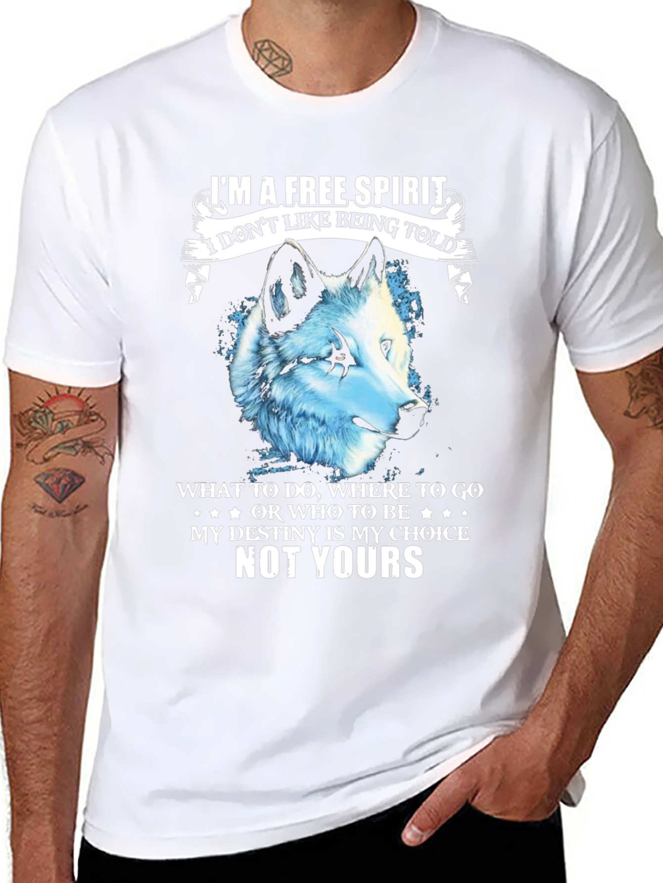 Free Spirit Wolf Graphic T-Shirt - Black
