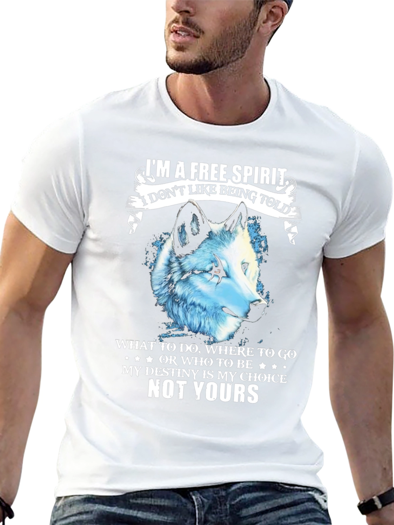 Free Spirit Wolf Graphic T-Shirt - Black