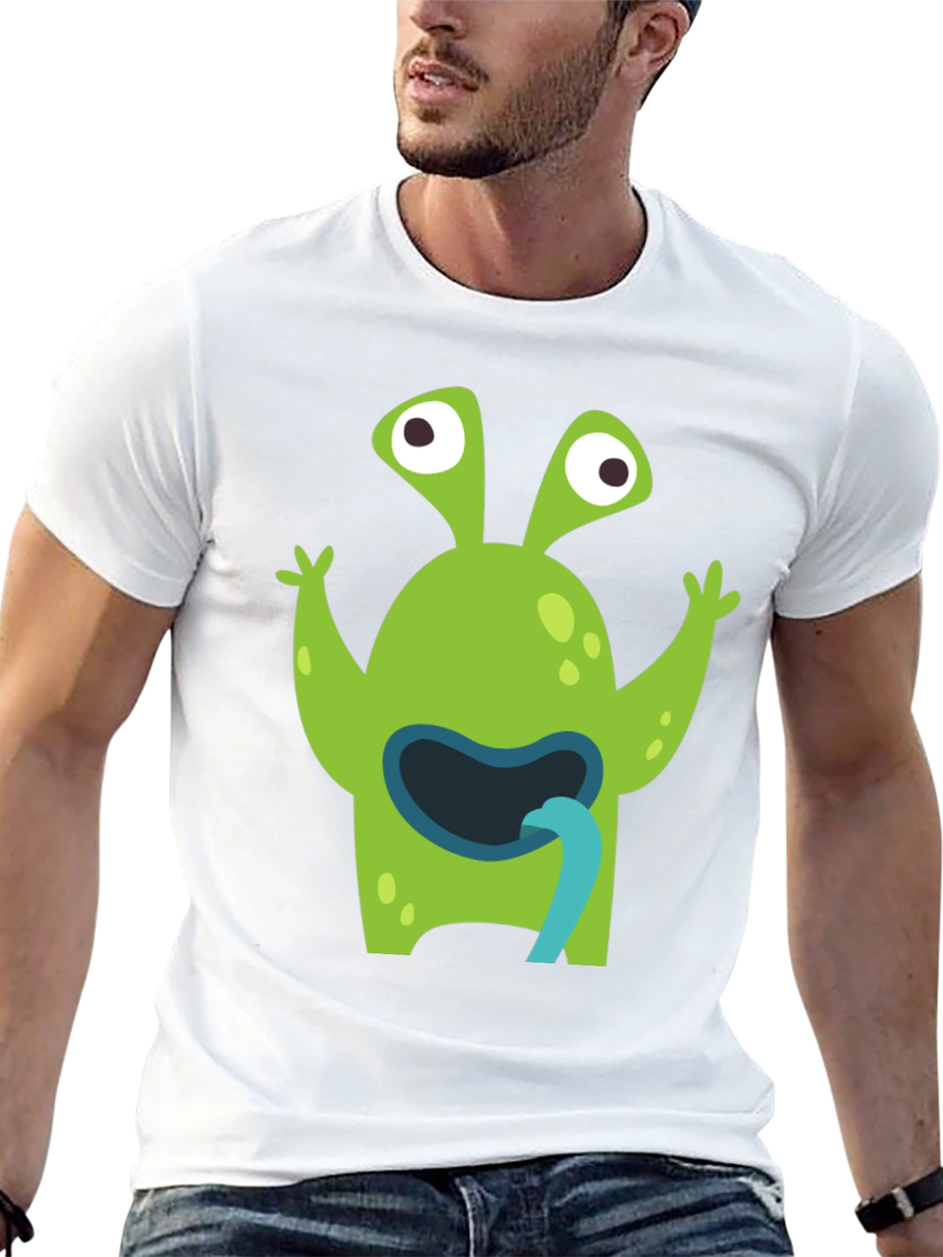 Funny Alien Tongue T-Shirt - Mens Black Tee