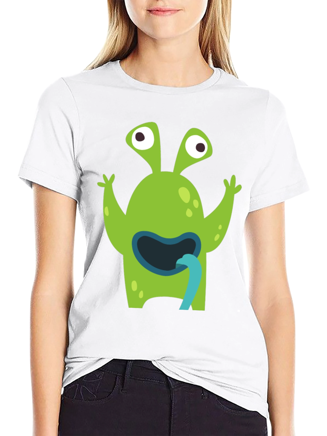 Funny Alien Tongue T-Shirt - Mens Black Tee