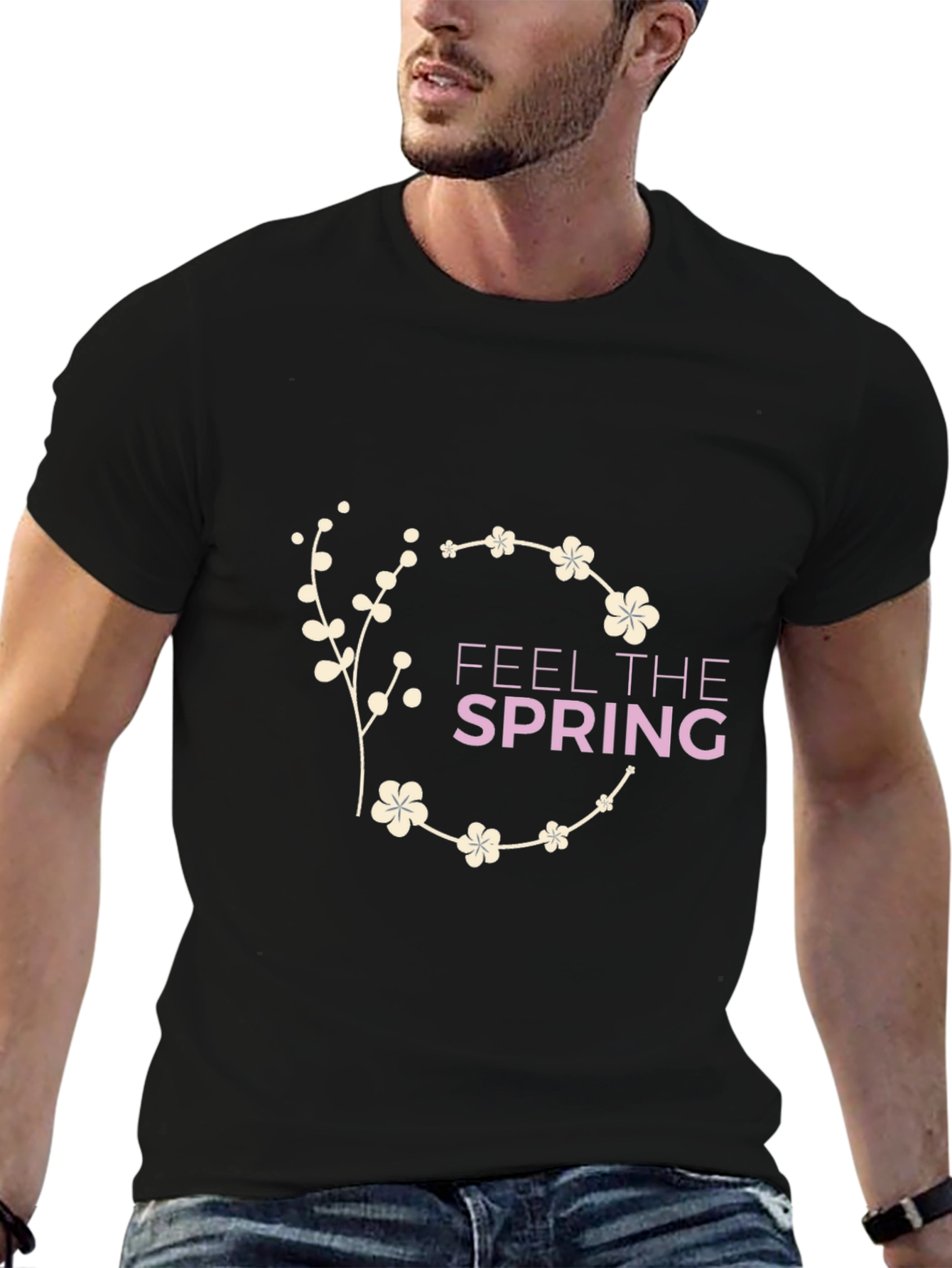 Feel The Spring Black Graphic Tee