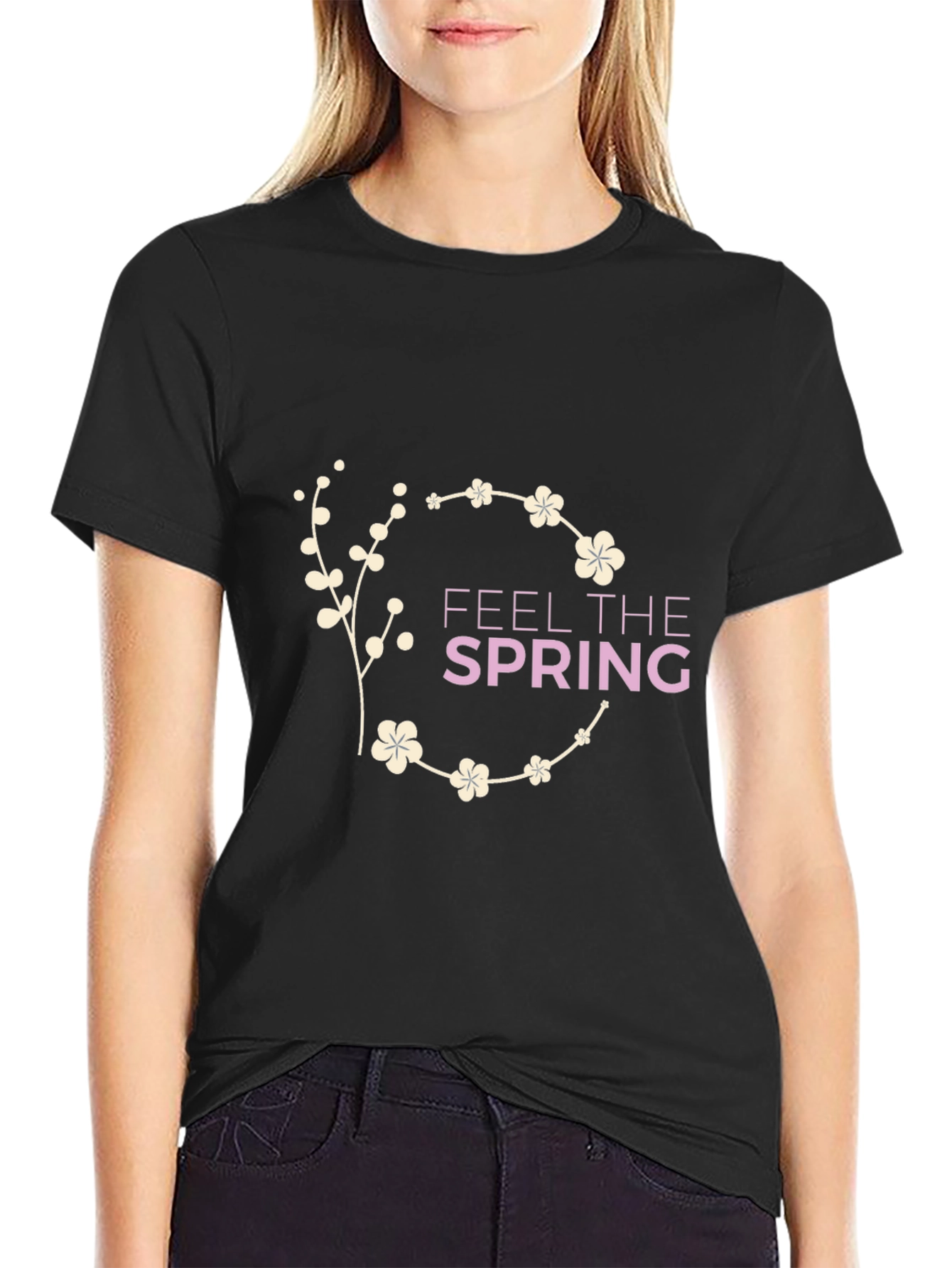 Feel The Spring Black Graphic Tee
