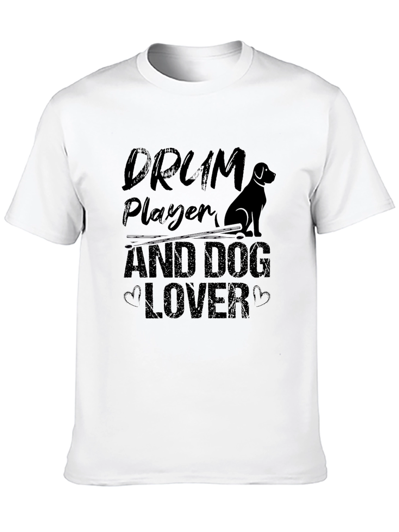 Drum Player & Dog Lover Black Graphic Tee