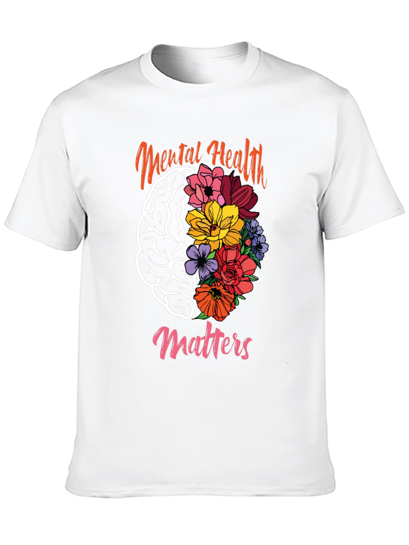Mental Health Matters Floral Brain Graphic Tee