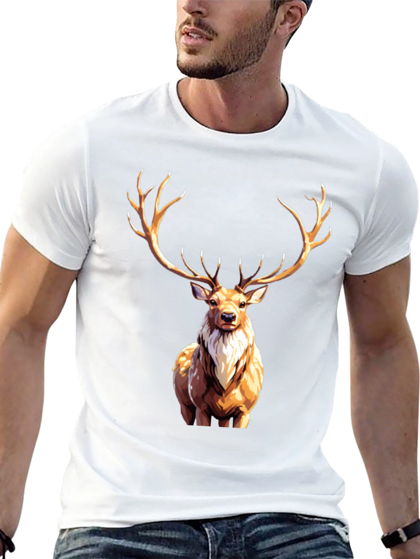 Deer Graphic Tee - Stylish Animal Print Shirt