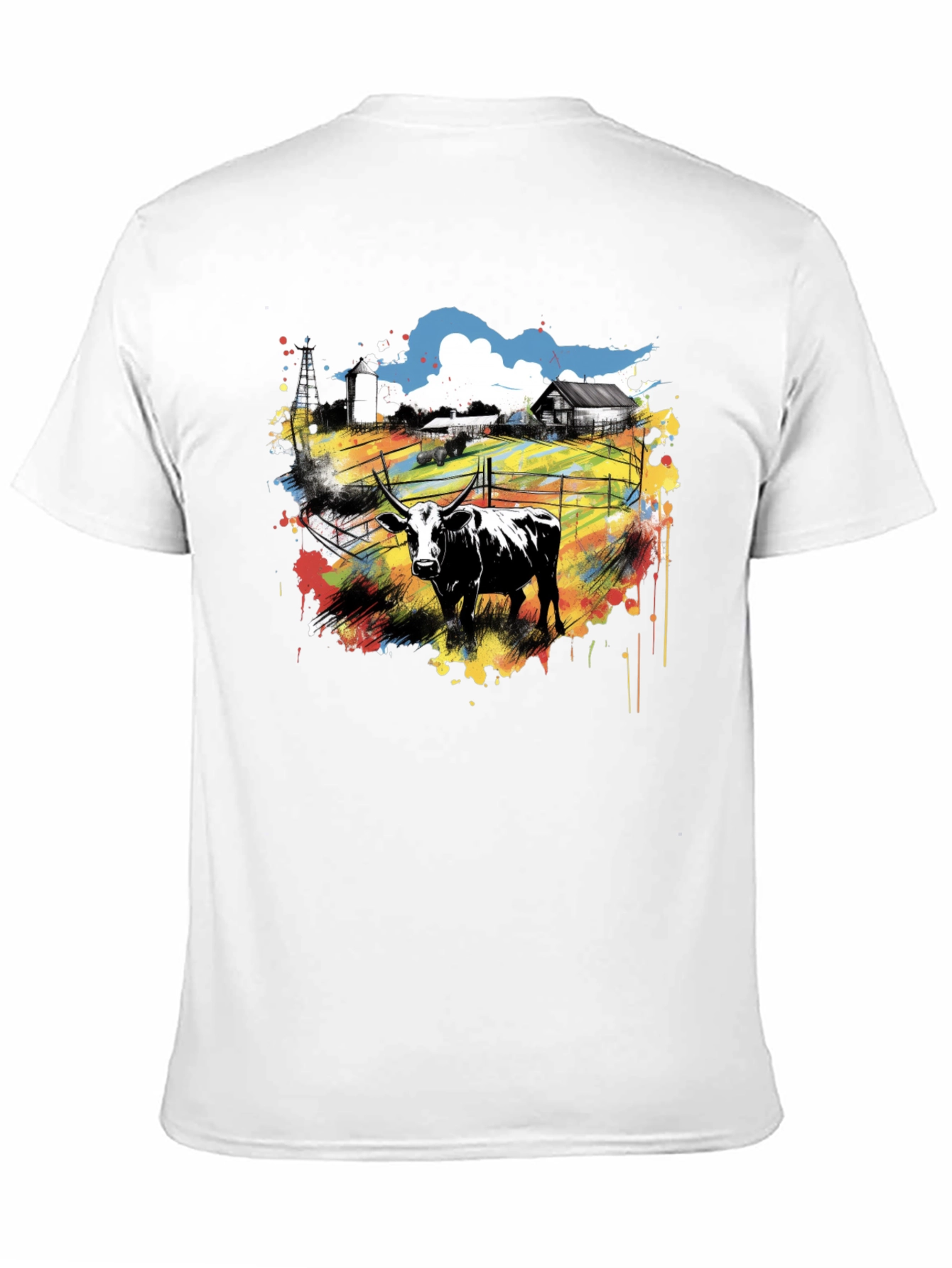 Cow Farm Graphic Tee - Unisex Black T-Shirt