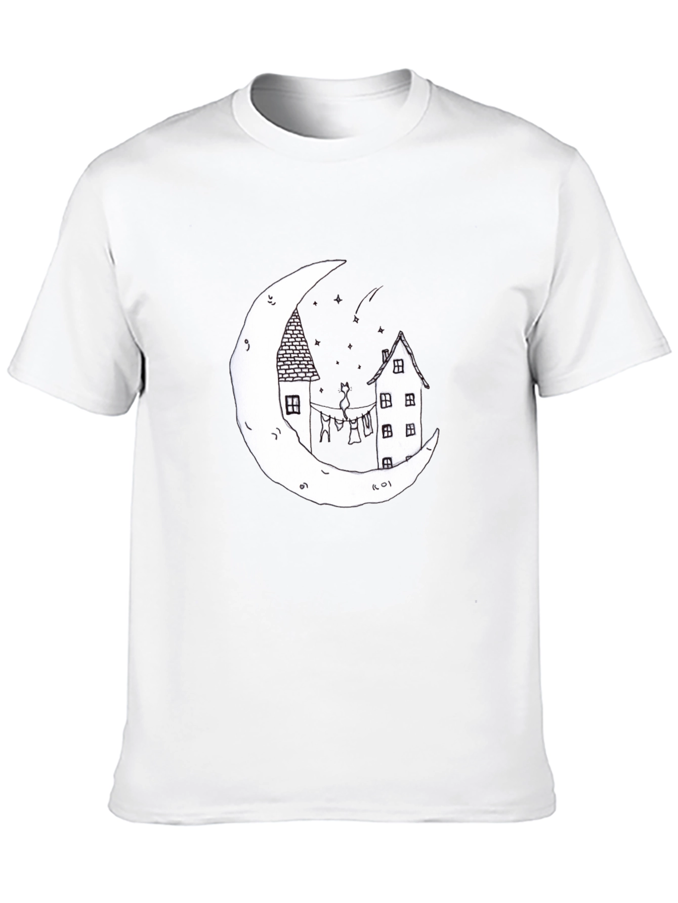 Moonlight Cats Graphic Tee - Unique Black T-Shirt
