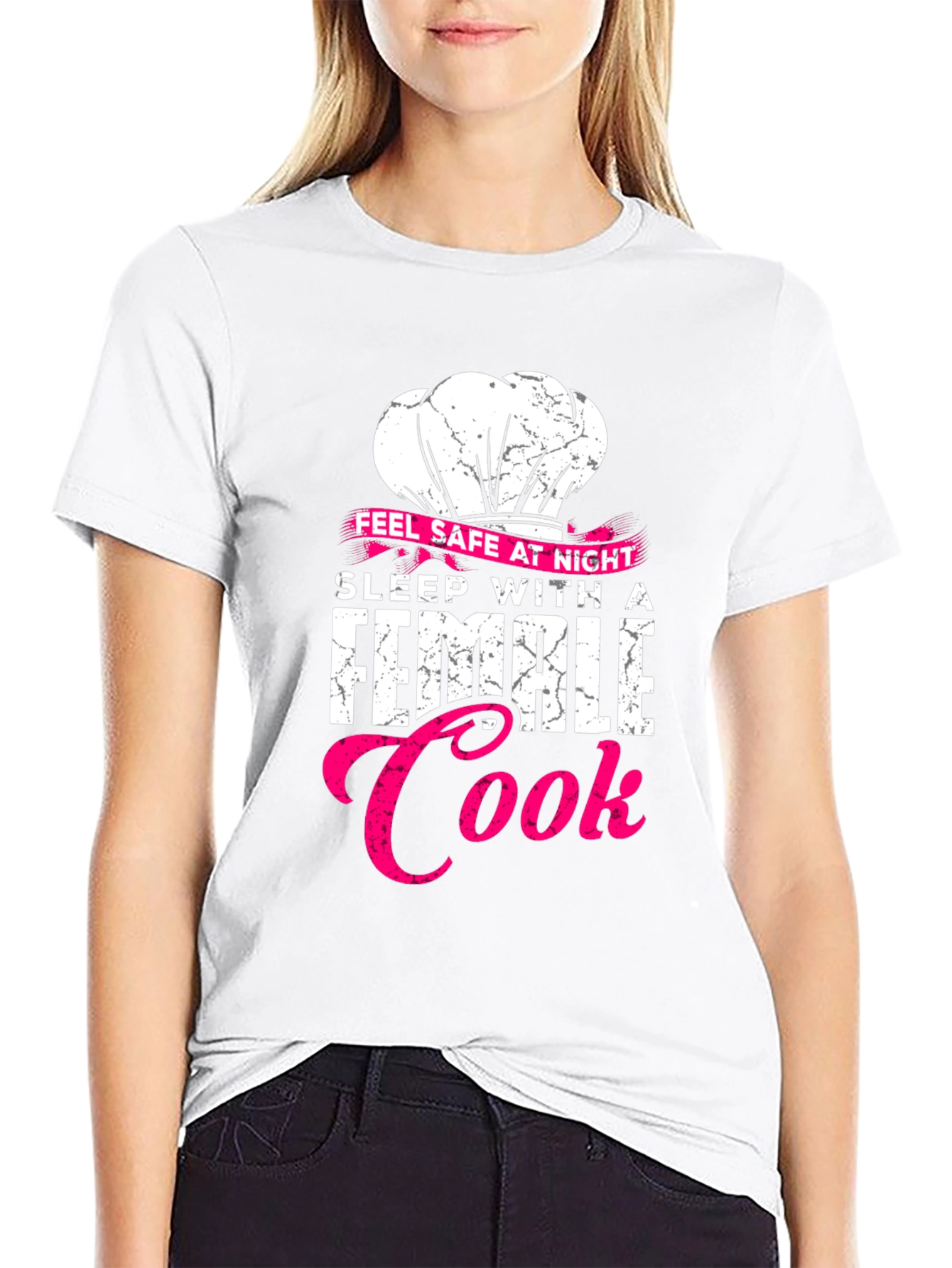 Feel Safe Female Cook Black T-Shirt