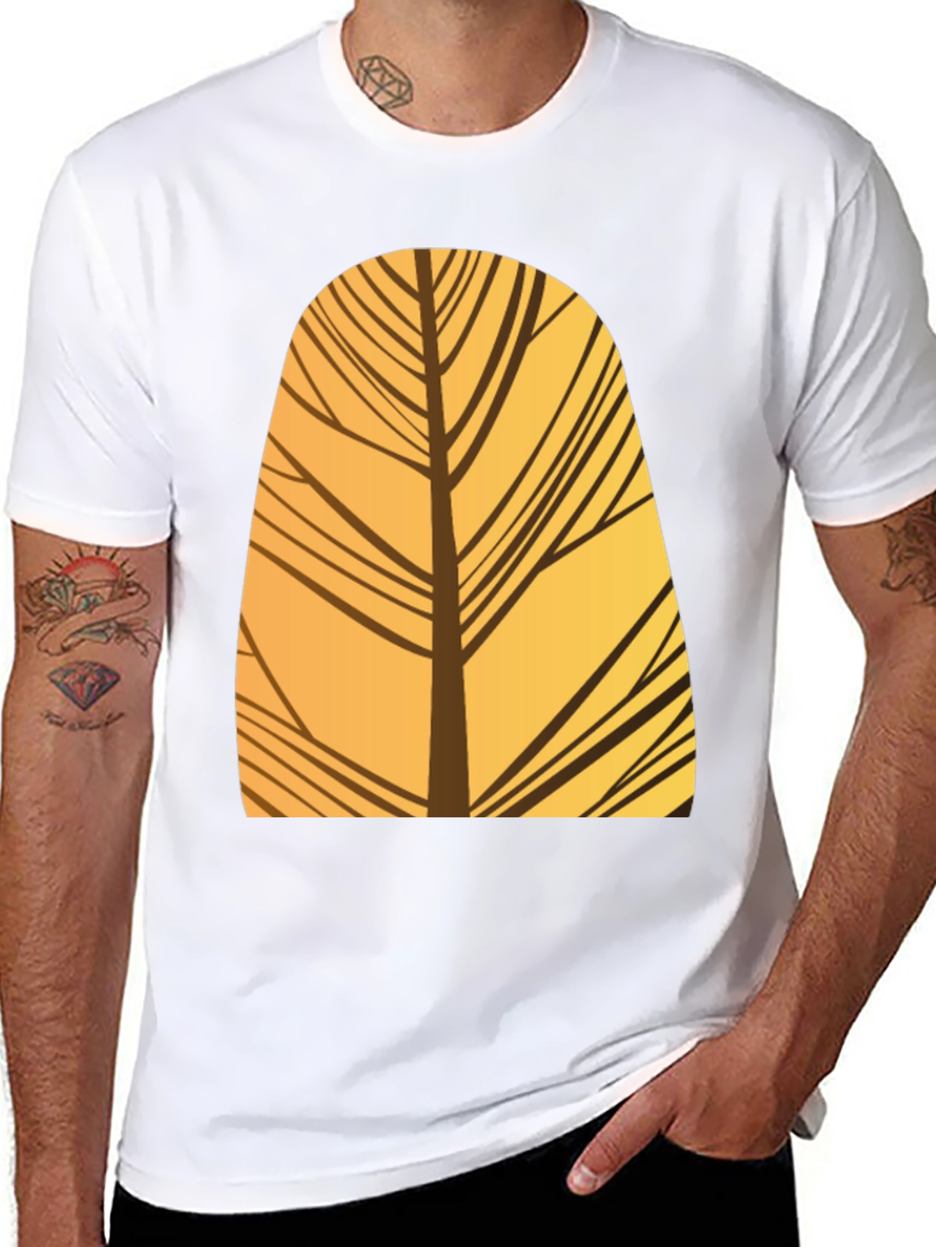 Abstract Tree Graphic Black T-Shirt